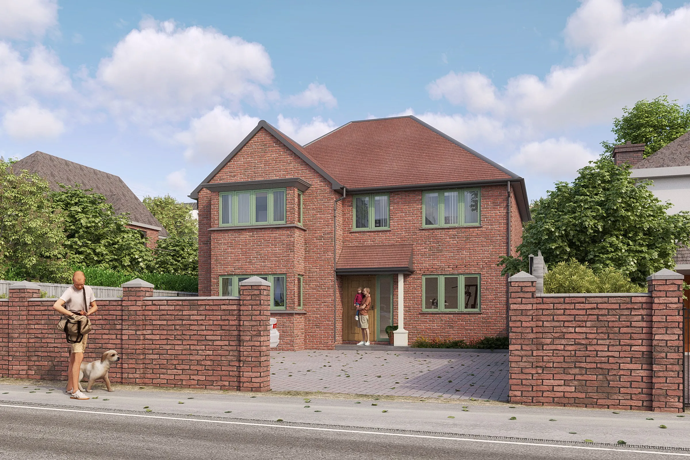 Project 55 Brick Detached Home — residential 3D rendering by Praxis Studio