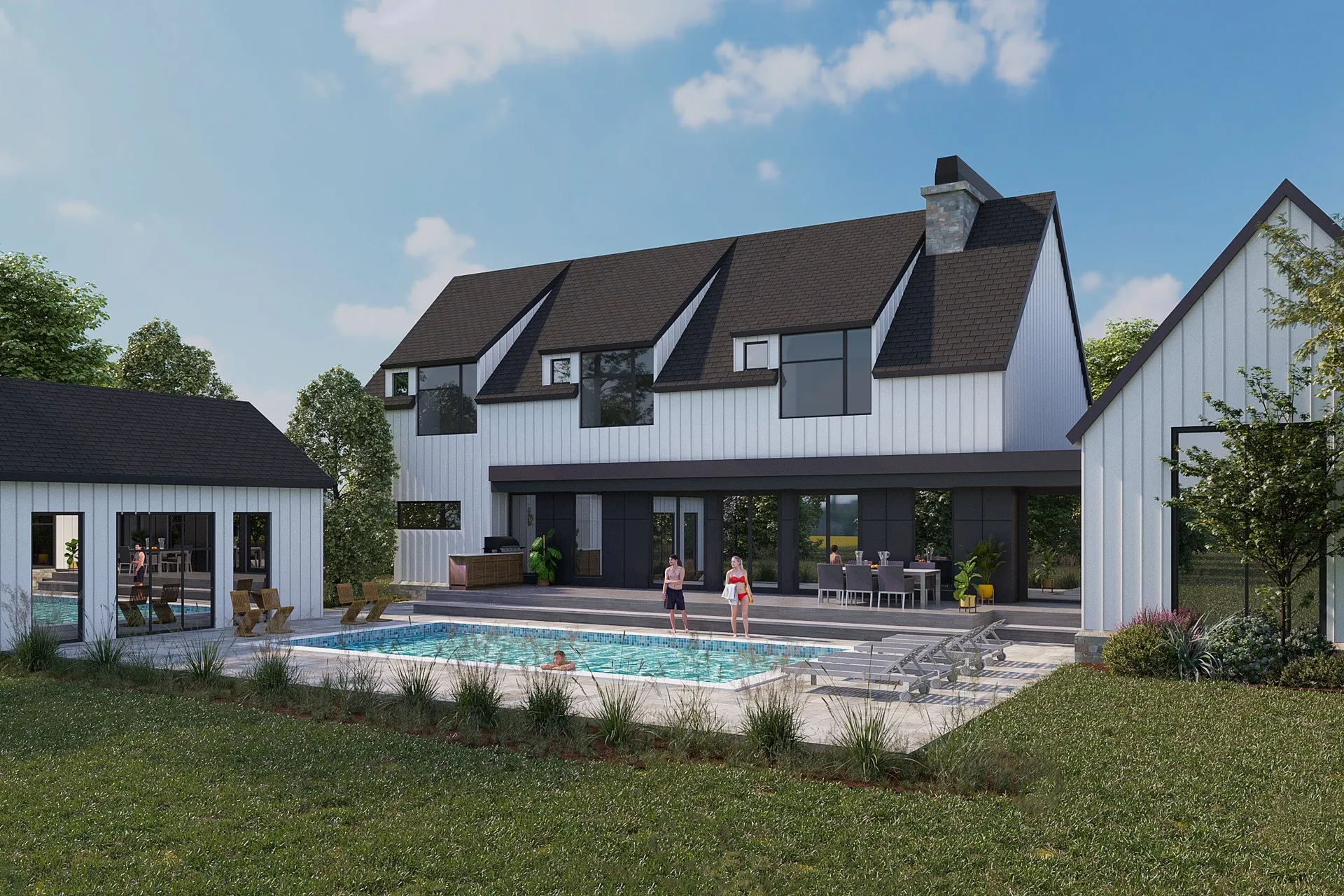 Project 60 Modern Farmhouse — residential architectural visualization, view 1