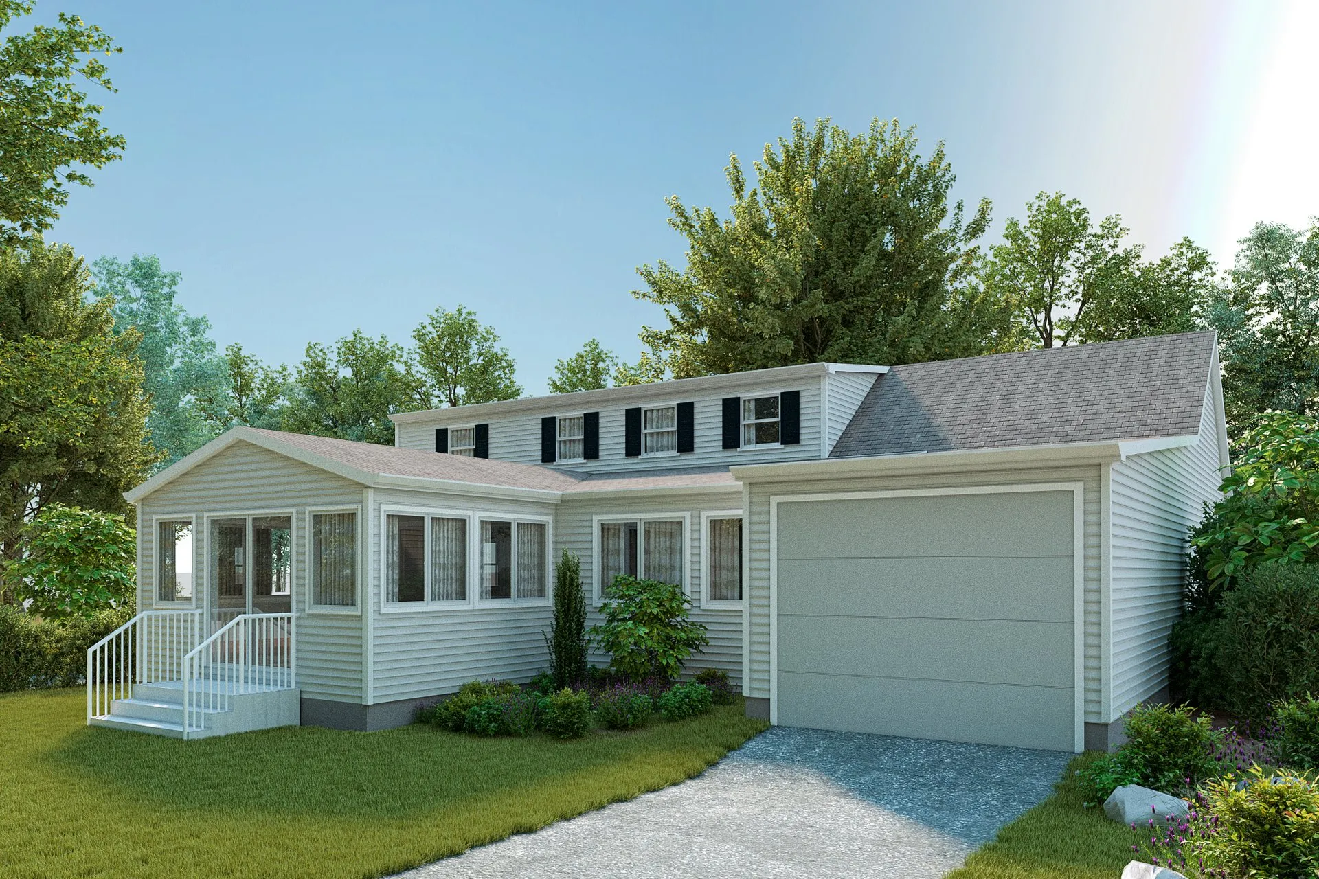 Project 64 Ranch Style Home — residential architectural visualization, view 1