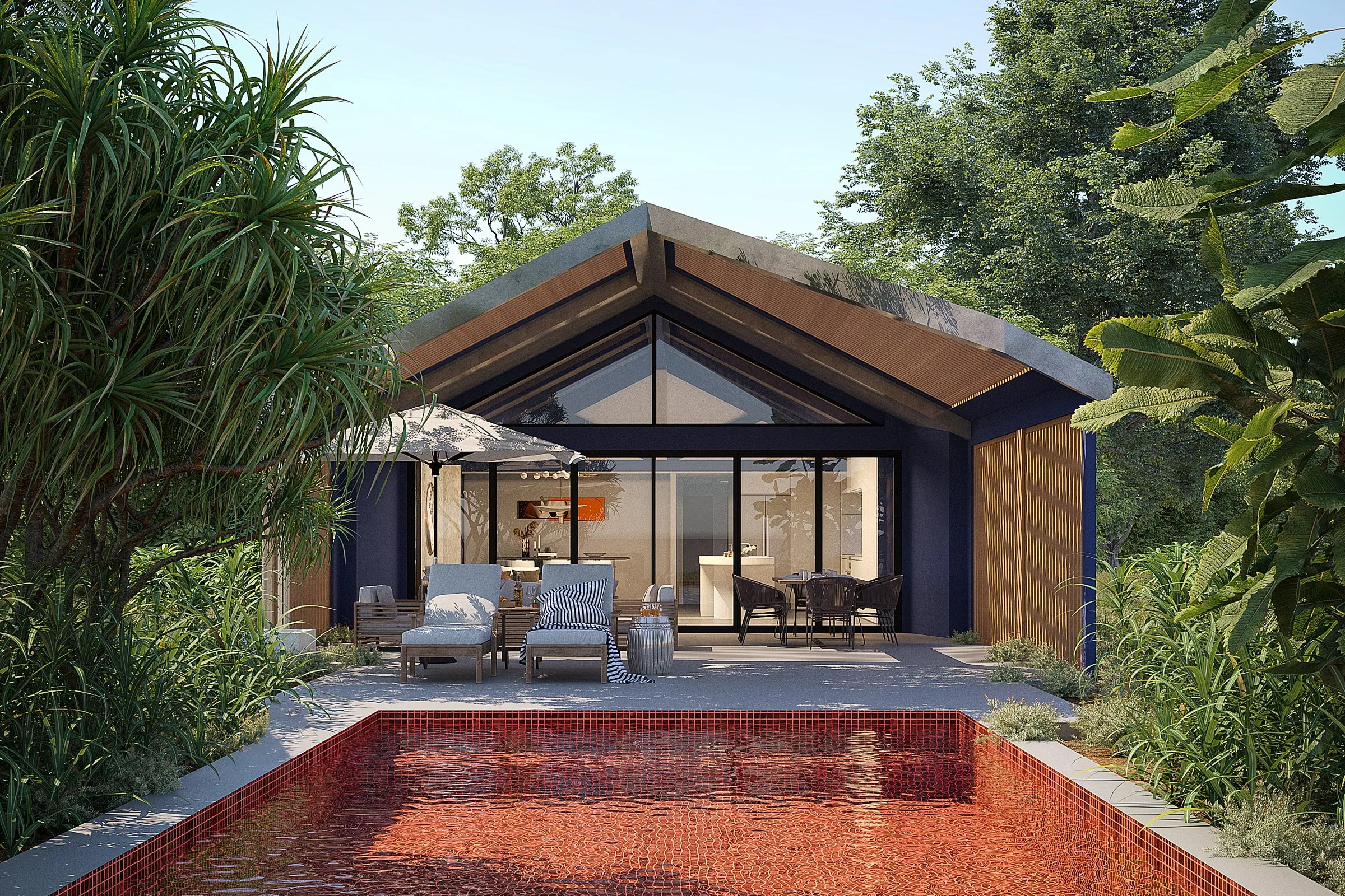 Project 70 Tropical Pool Villa — residential 3D rendering by Praxis Studio