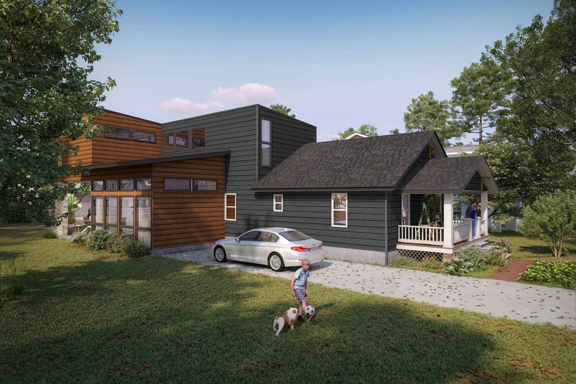 Project 79 Contemporary Mixed Addition — residential architectural visualization, view 2