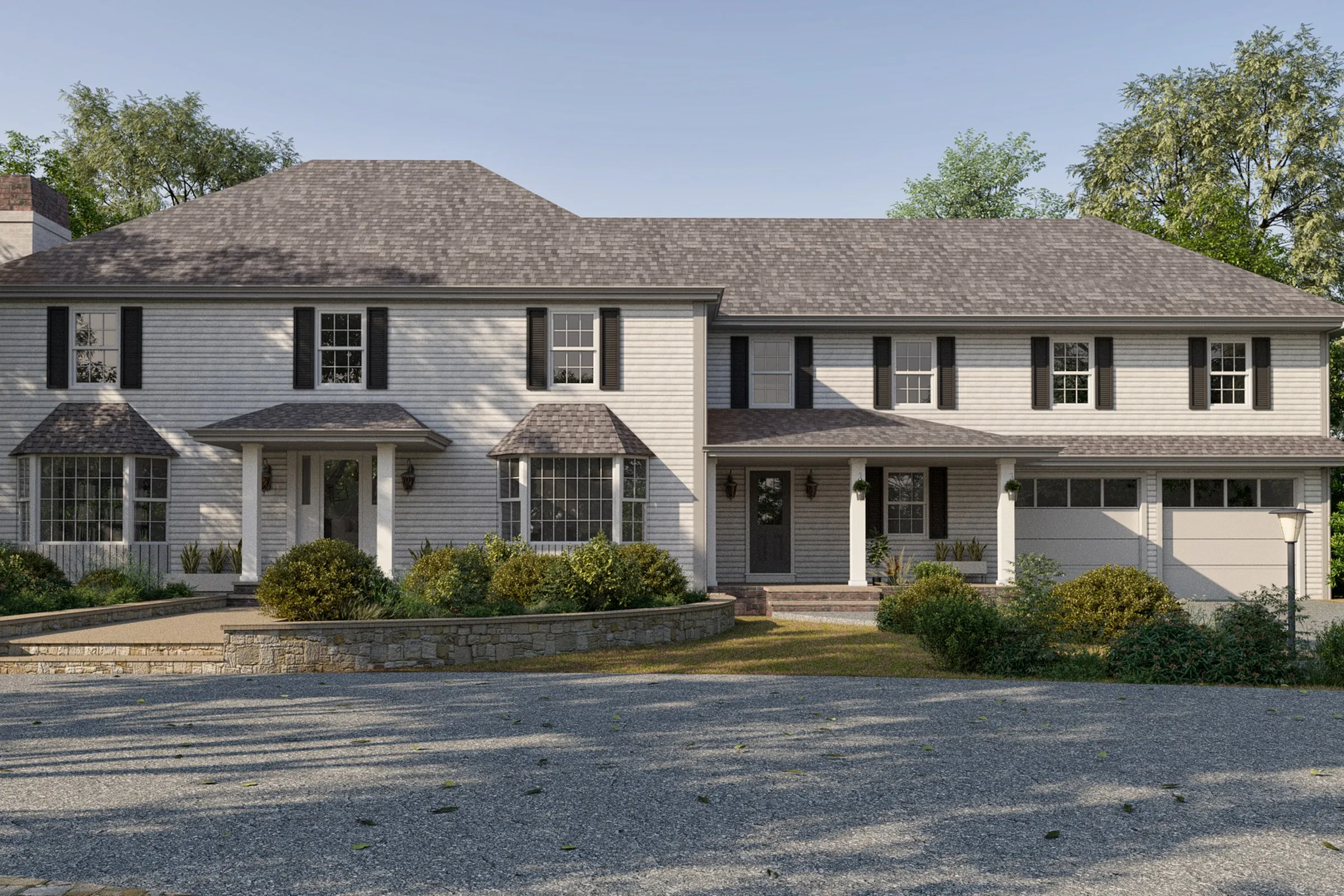 Project 80 Colonial Family Home — residential 3D rendering by Praxis Studio