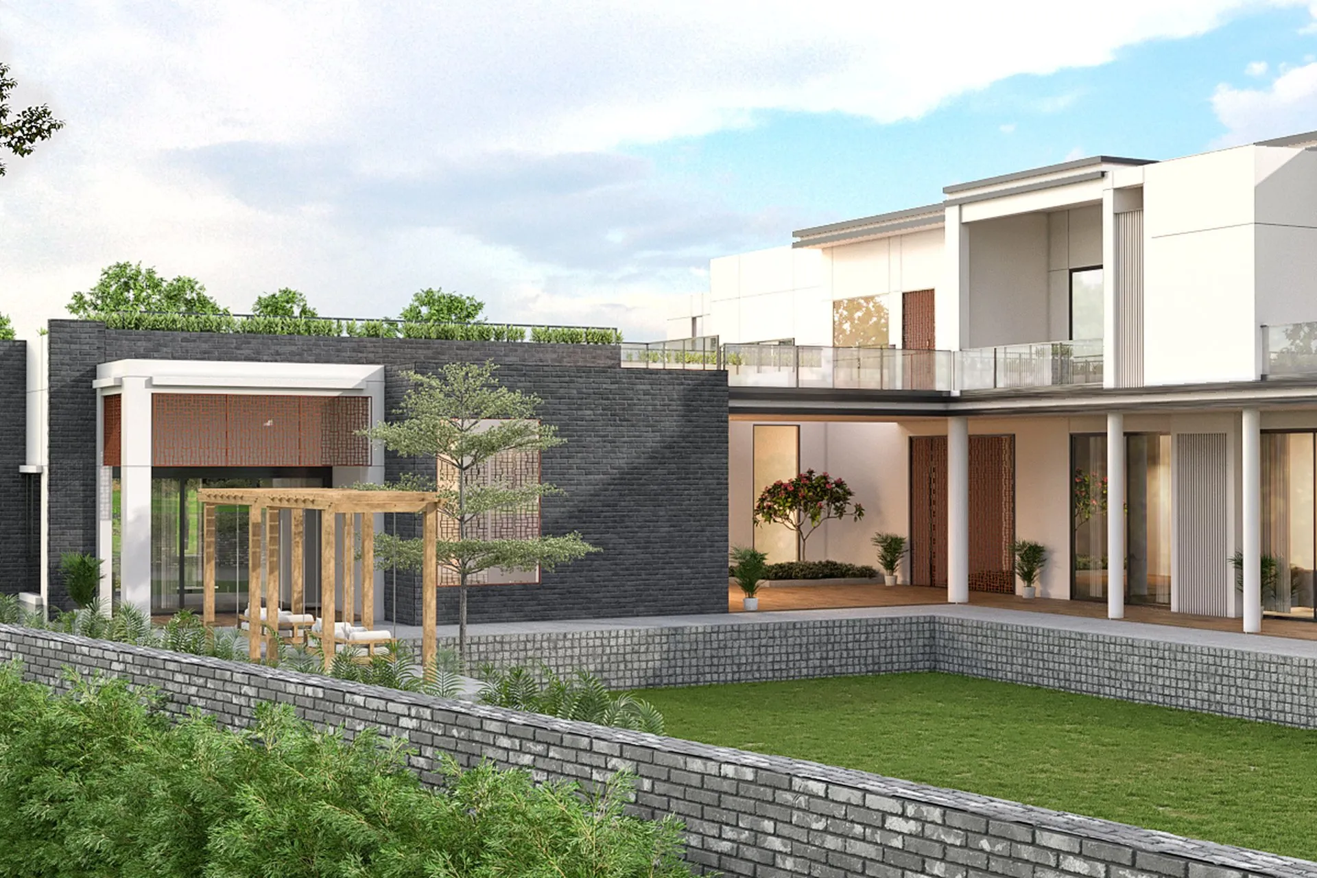 Sanjjev Contemporary Indian Villa — residential architectural visualization, view 2
