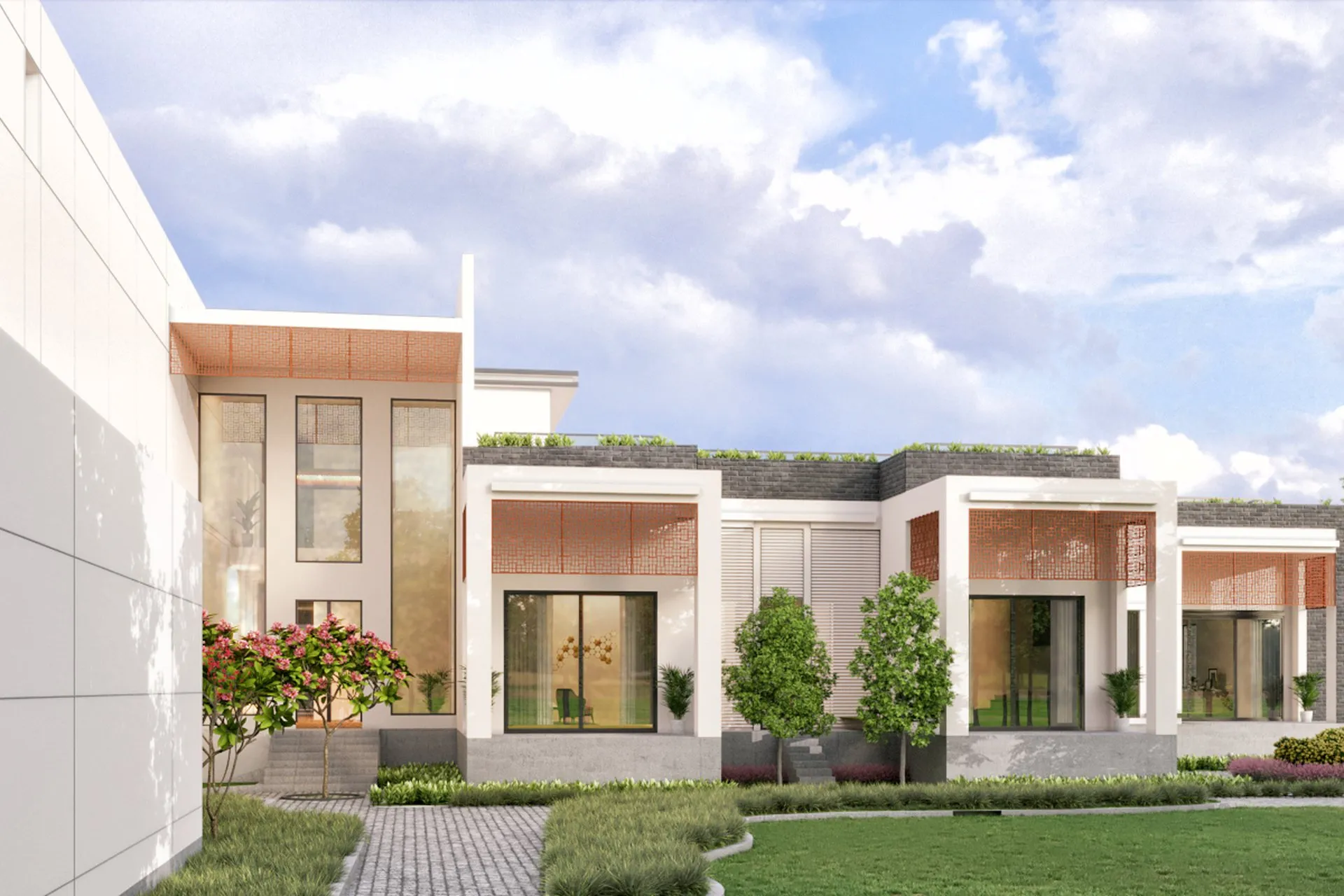 Sanjjev Contemporary Indian Villa — residential architectural visualization, view 3