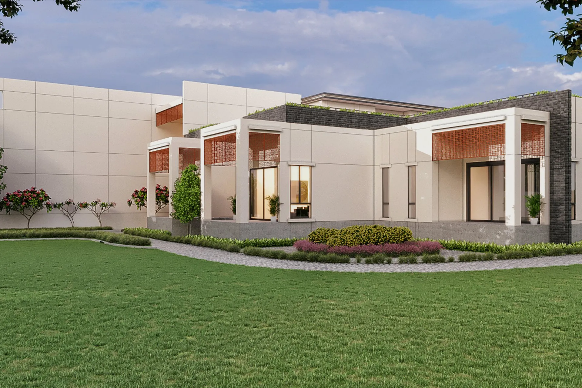 Sanjjev Contemporary Indian Villa — residential architectural visualization, view 4
