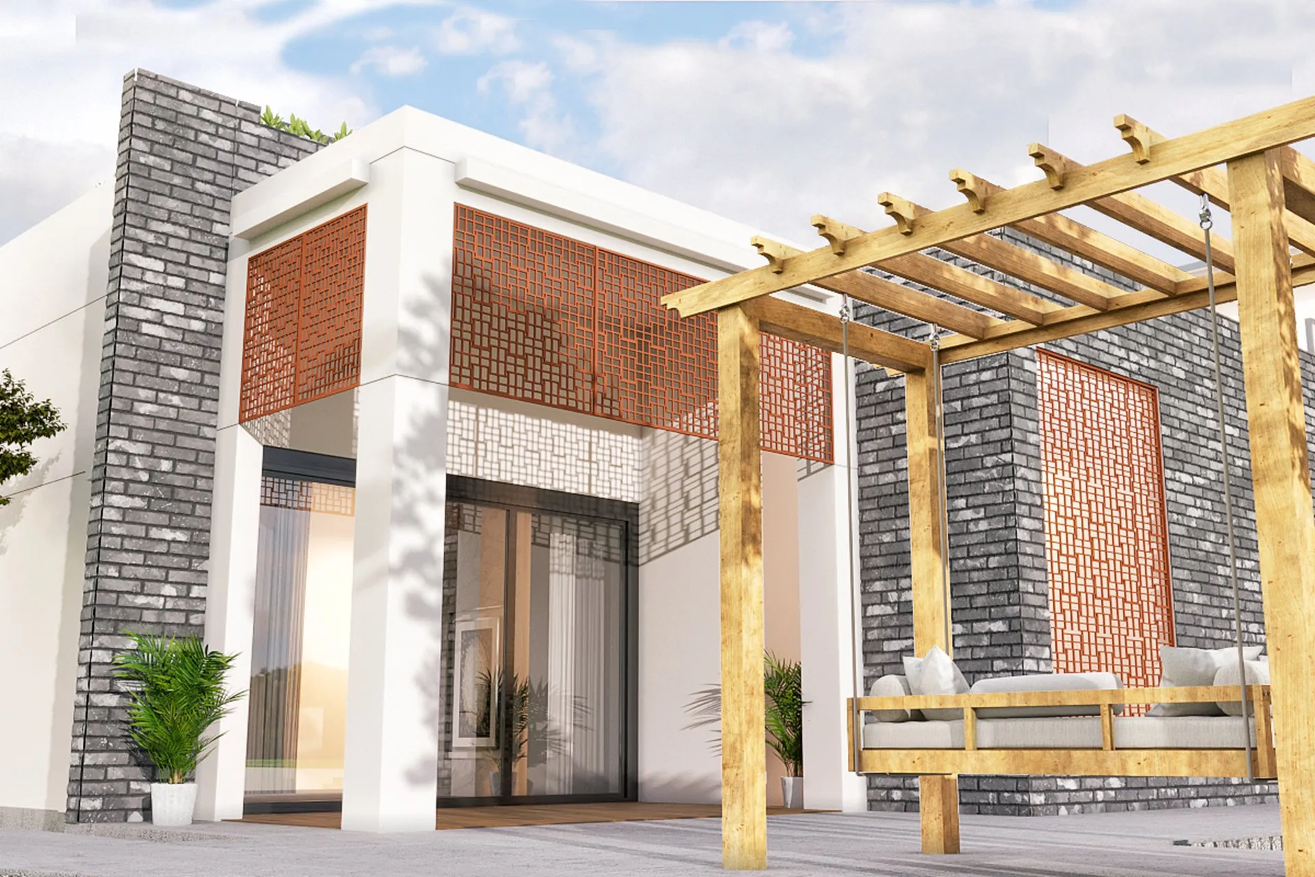 Sanjjev Contemporary Indian Villa — residential architectural visualization, view 5