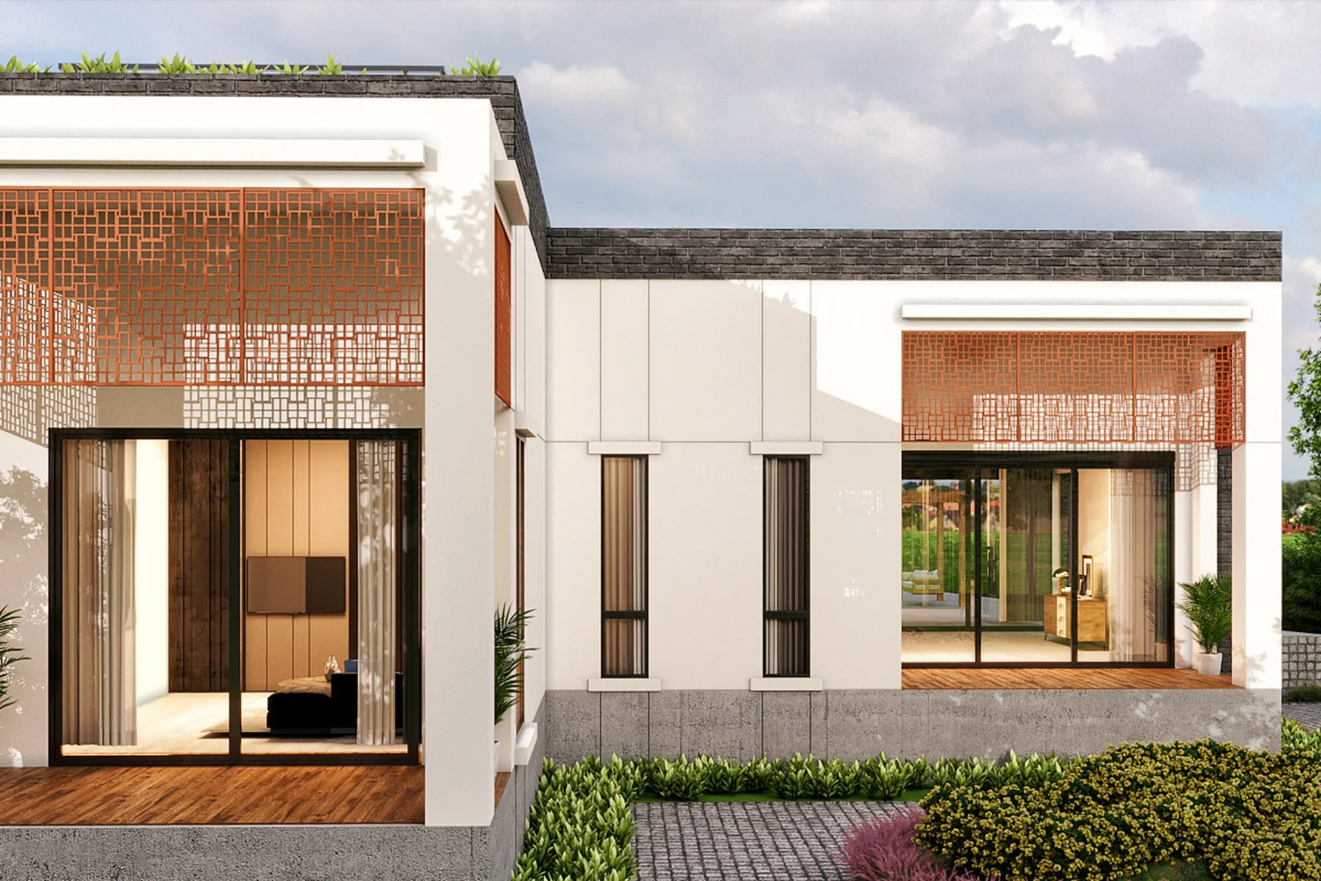 Sanjjev Contemporary Indian Villa — residential architectural visualization, view 6