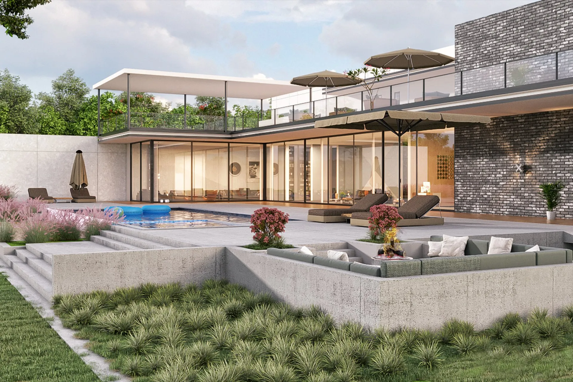 Sanjjev Contemporary Indian Villa — residential architectural visualization, view 7