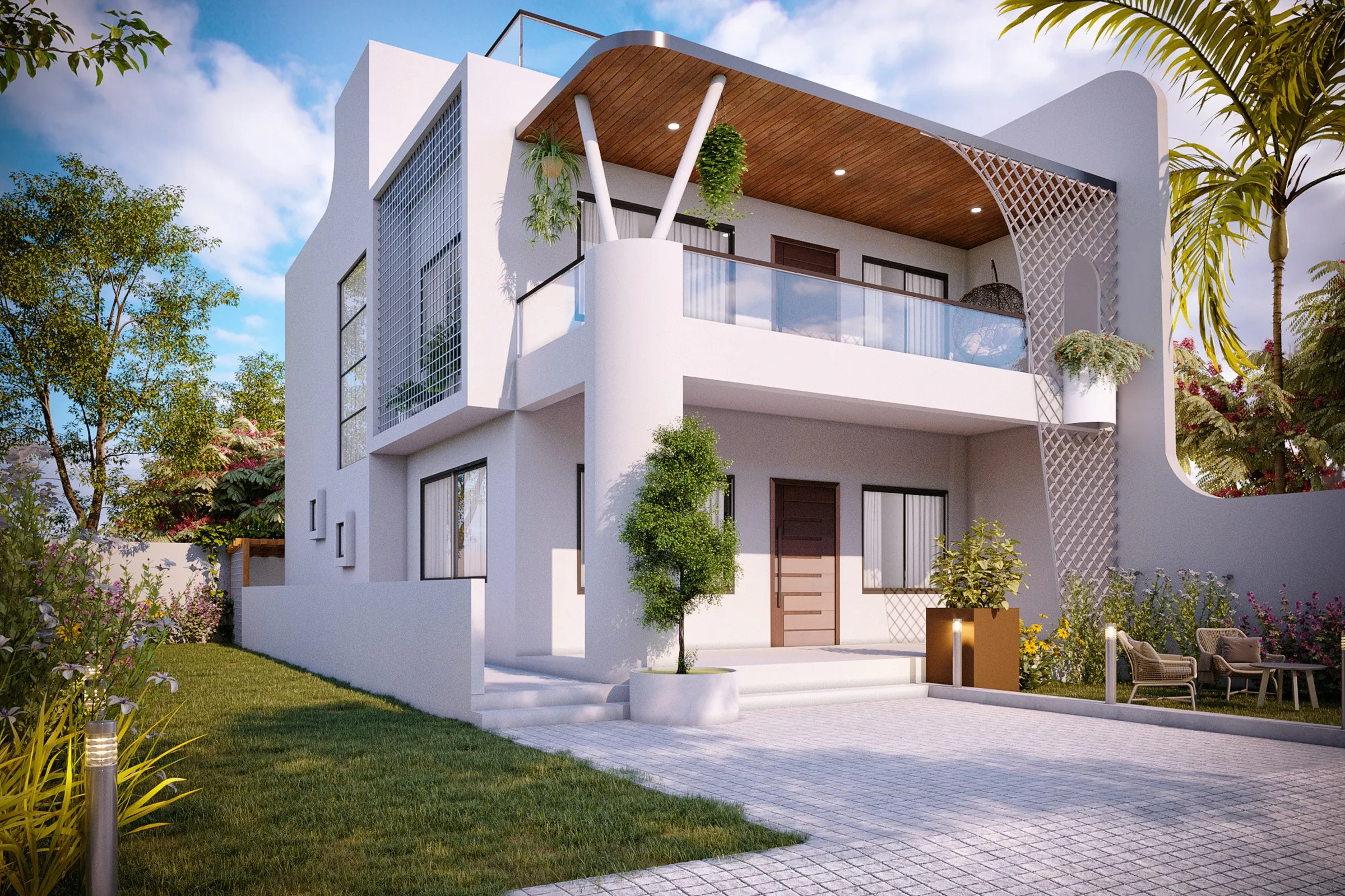 Shantikunj Villa — residential 3D rendering by Praxis Studio