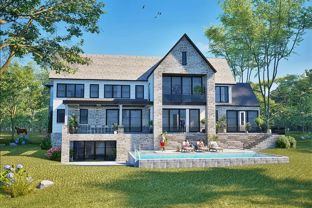 Stone Mansion Poolside 18 — residential 3D rendering by Praxis Studio