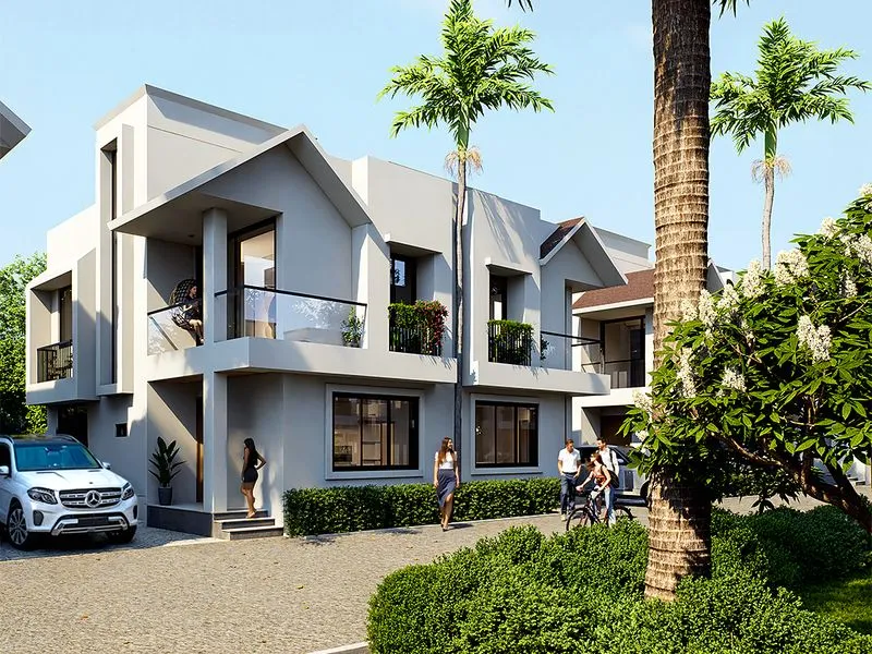Tropical Modern White Villa — residential 3D rendering