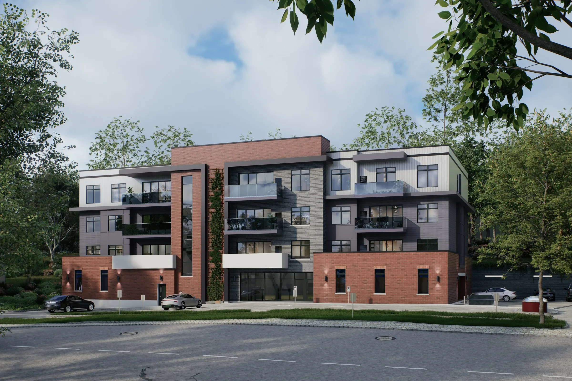 19 Brick Apartment — multi-family 3D rendering by Praxis Studio