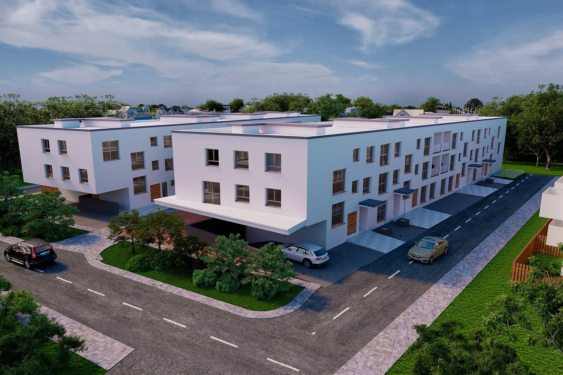 20 White Housing Complex — multi-family architectural visualization, view 1