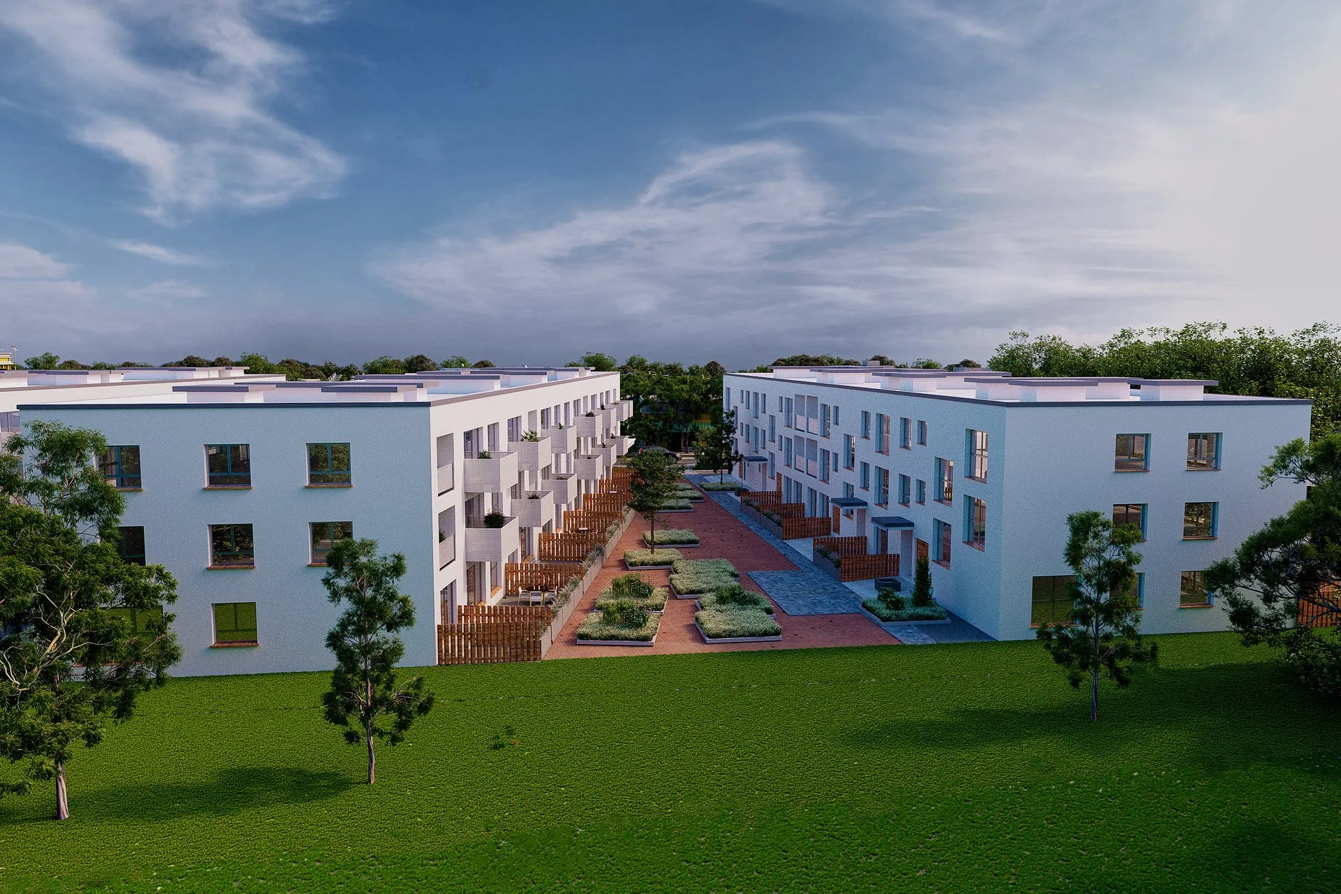20 White Housing Complex — multi-family architectural visualization, view 2
