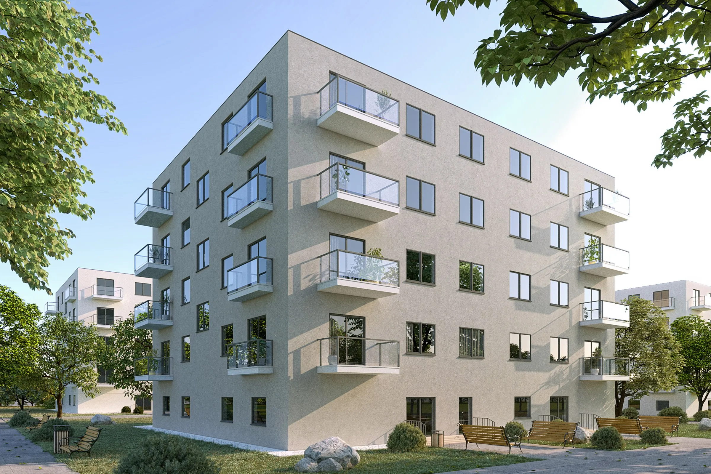 68 Minimalist Apartment — multi-family 3D rendering by Praxis Studio