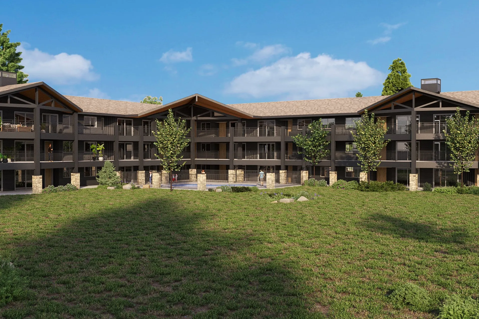 94 Mountain Lodge Apartments — multi-family architectural visualization, view 2