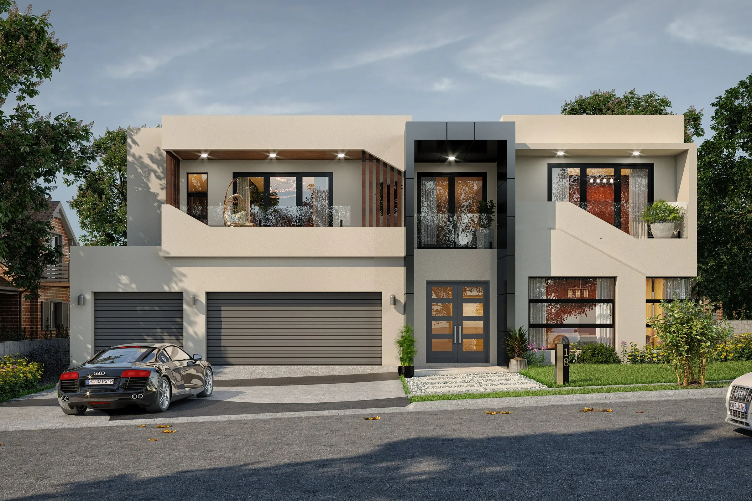 Ehsan Lot 18 Duplex — multi-family 3D rendering by Praxis Studio