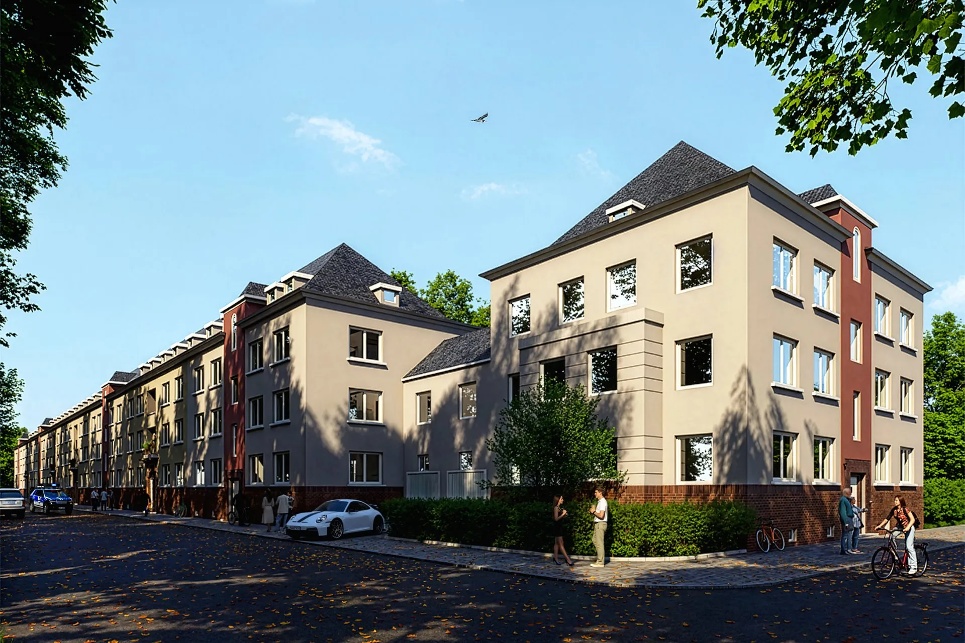 European Row Apartments 3series — multi-family architectural visualization, view 1