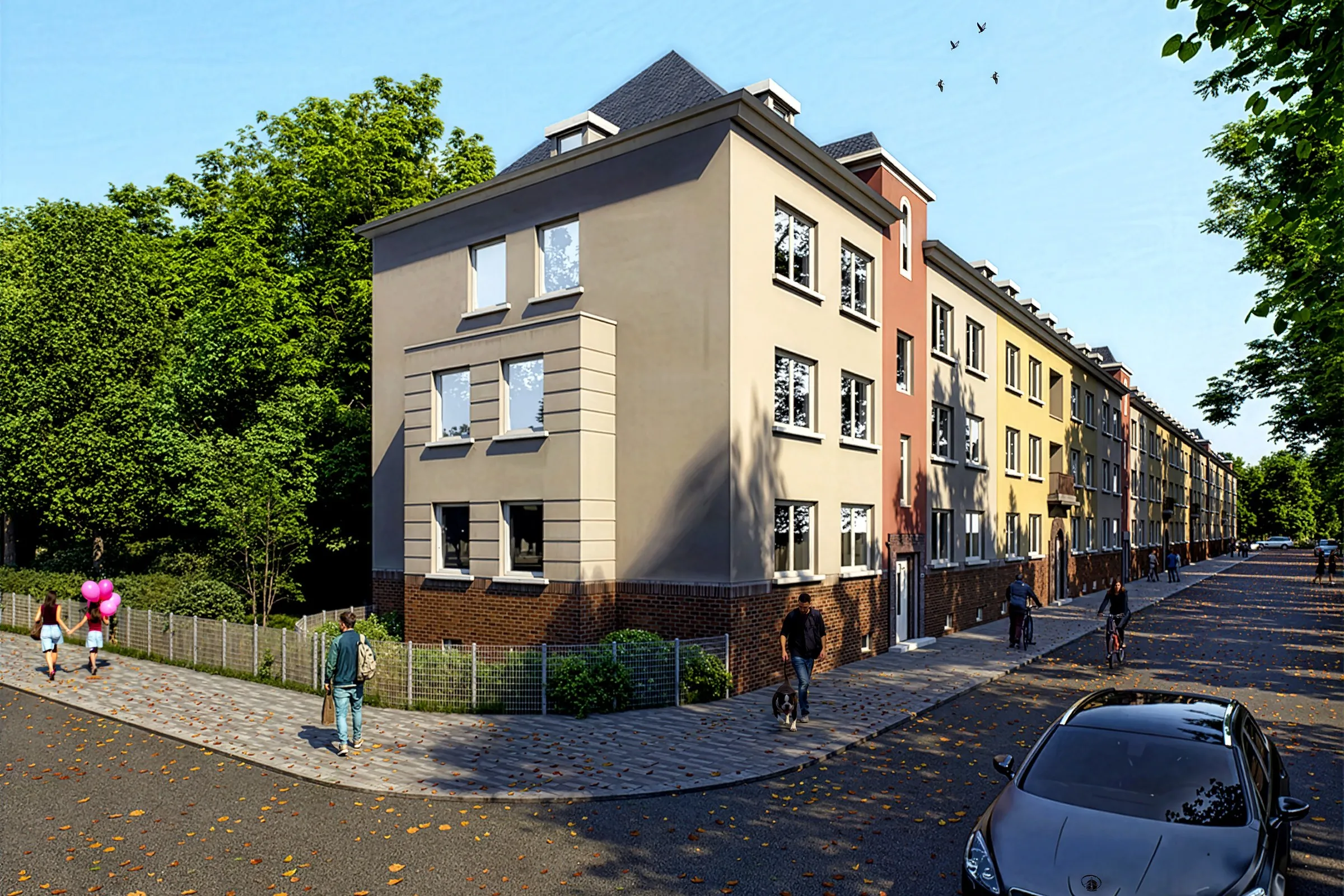 European Row Apartments 3series — multi-family 3D rendering by Praxis Studio