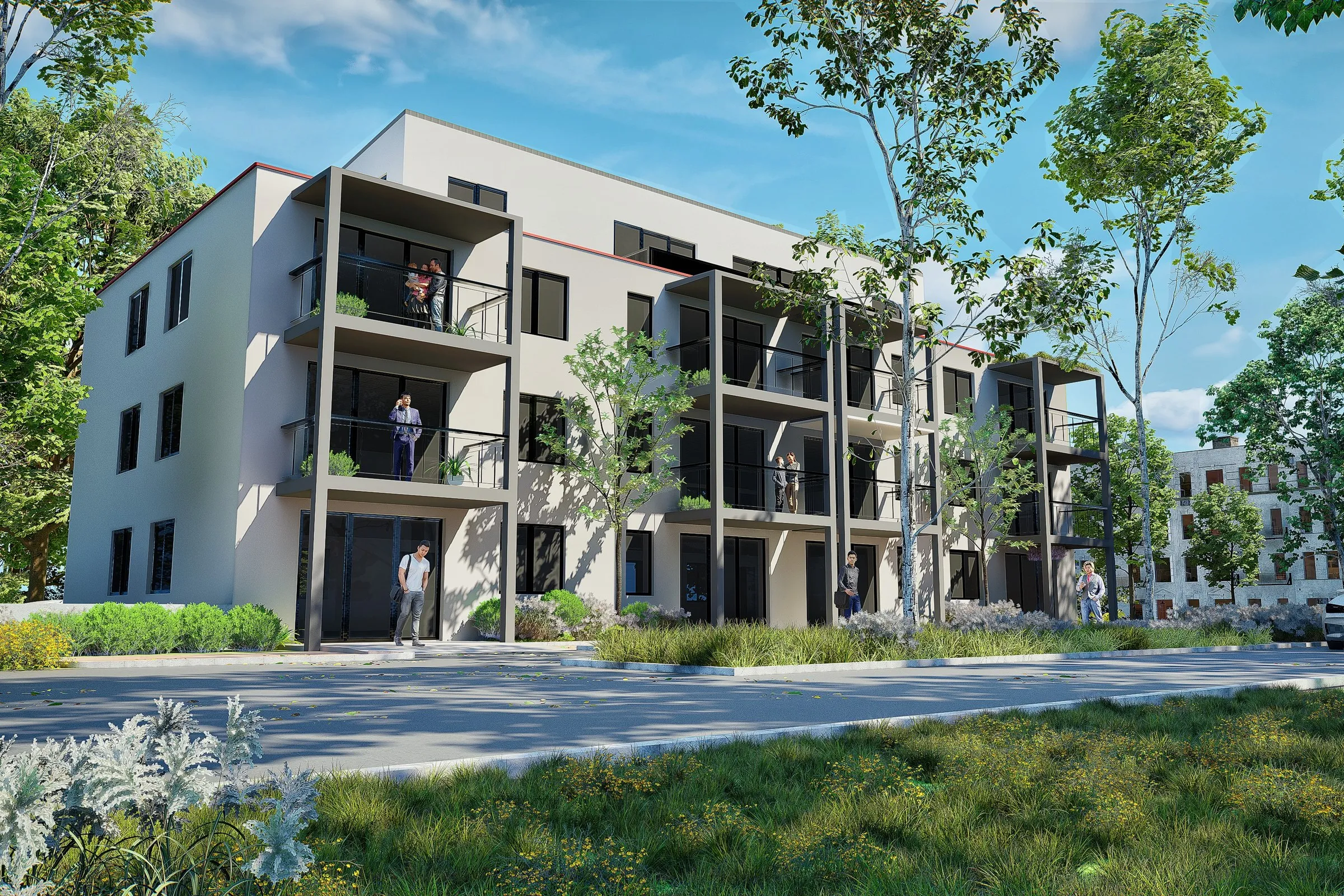 Gerhard Modern Apartments — multi-family 3D rendering by Praxis Studio