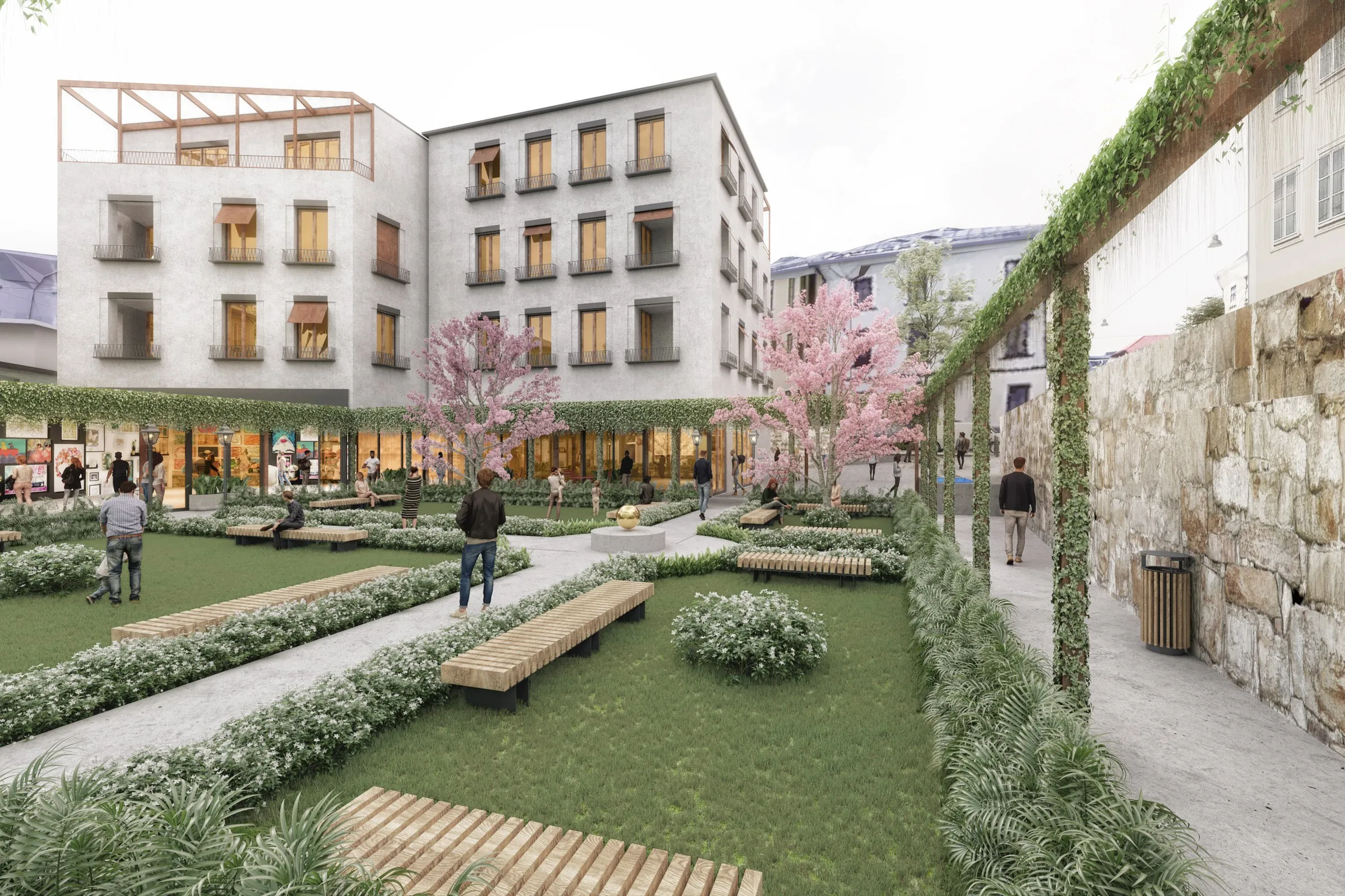 Gunar Courtyard Complex — multi-family 3D rendering by Praxis Studio
