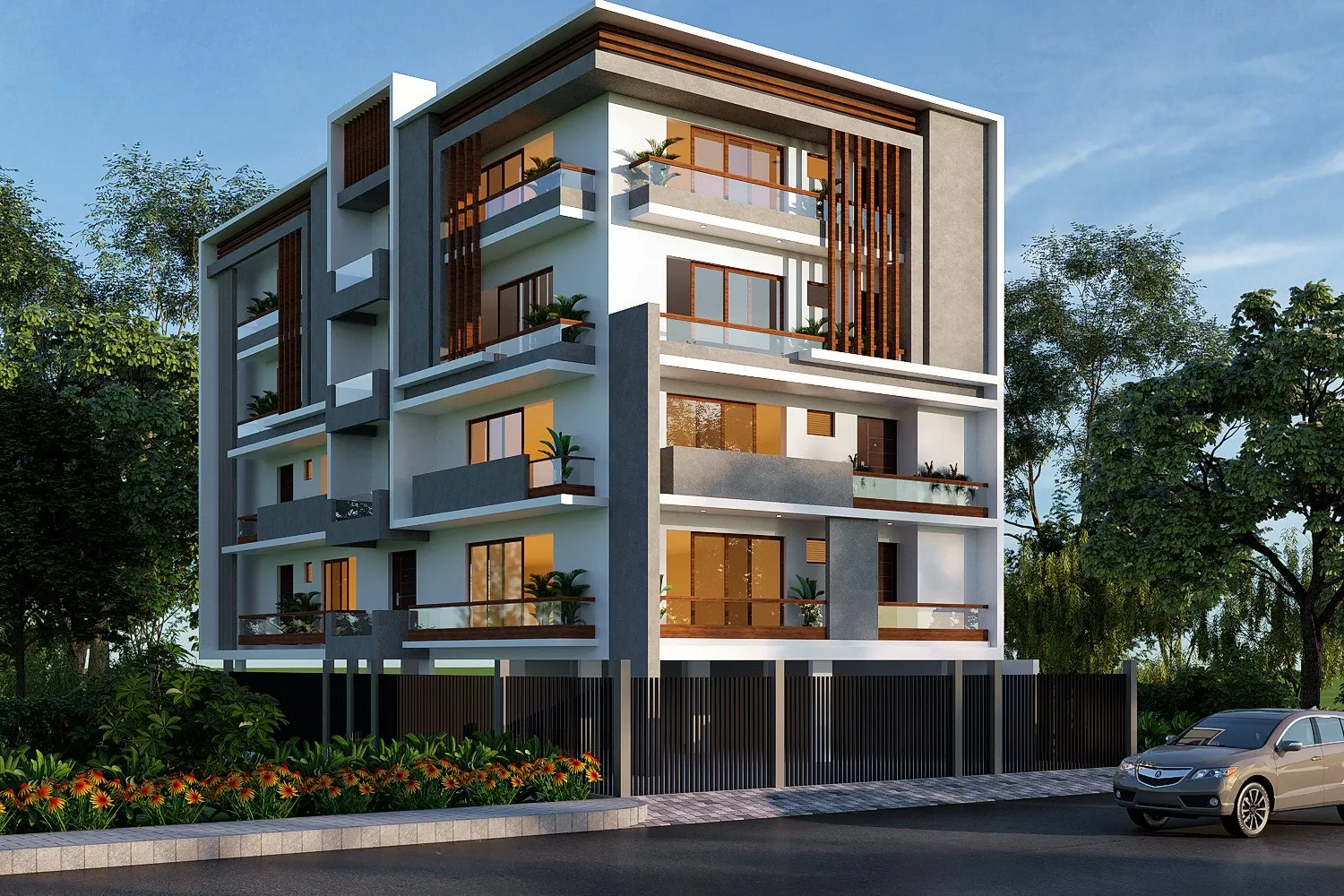 Modern Tropical Apartment — multi-family 3D rendering by Praxis Studio