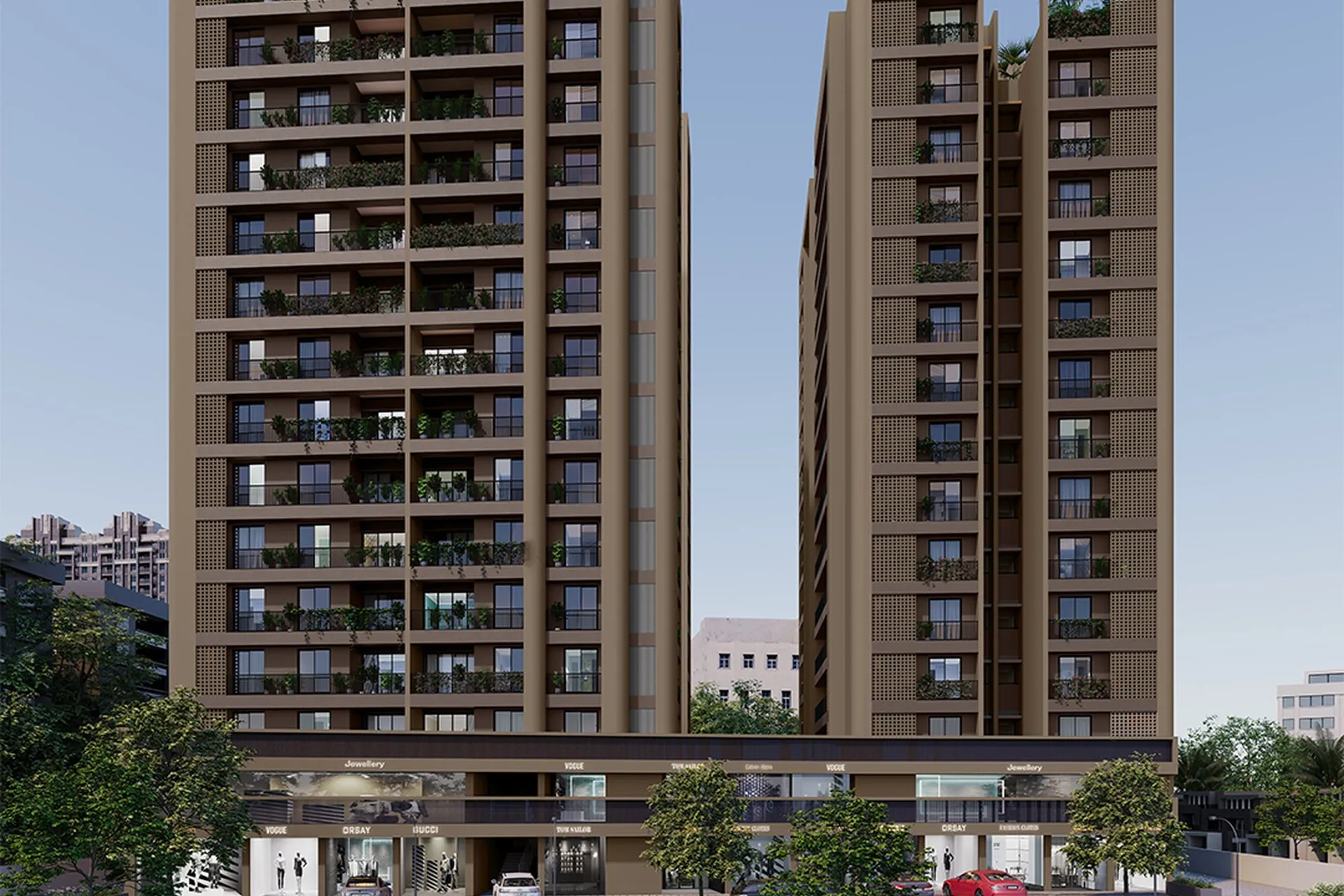 Nitinbhai Highrise Towers — multi-family architectural visualization, view 4
