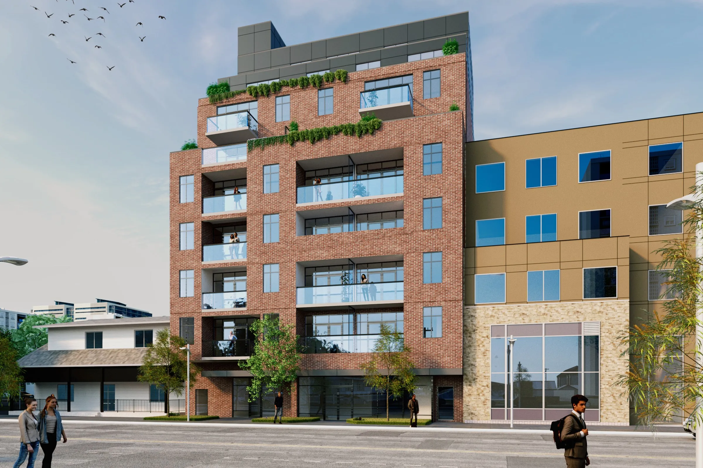 View1 Brick Urban Loft — multi-family 3D rendering by Praxis Studio