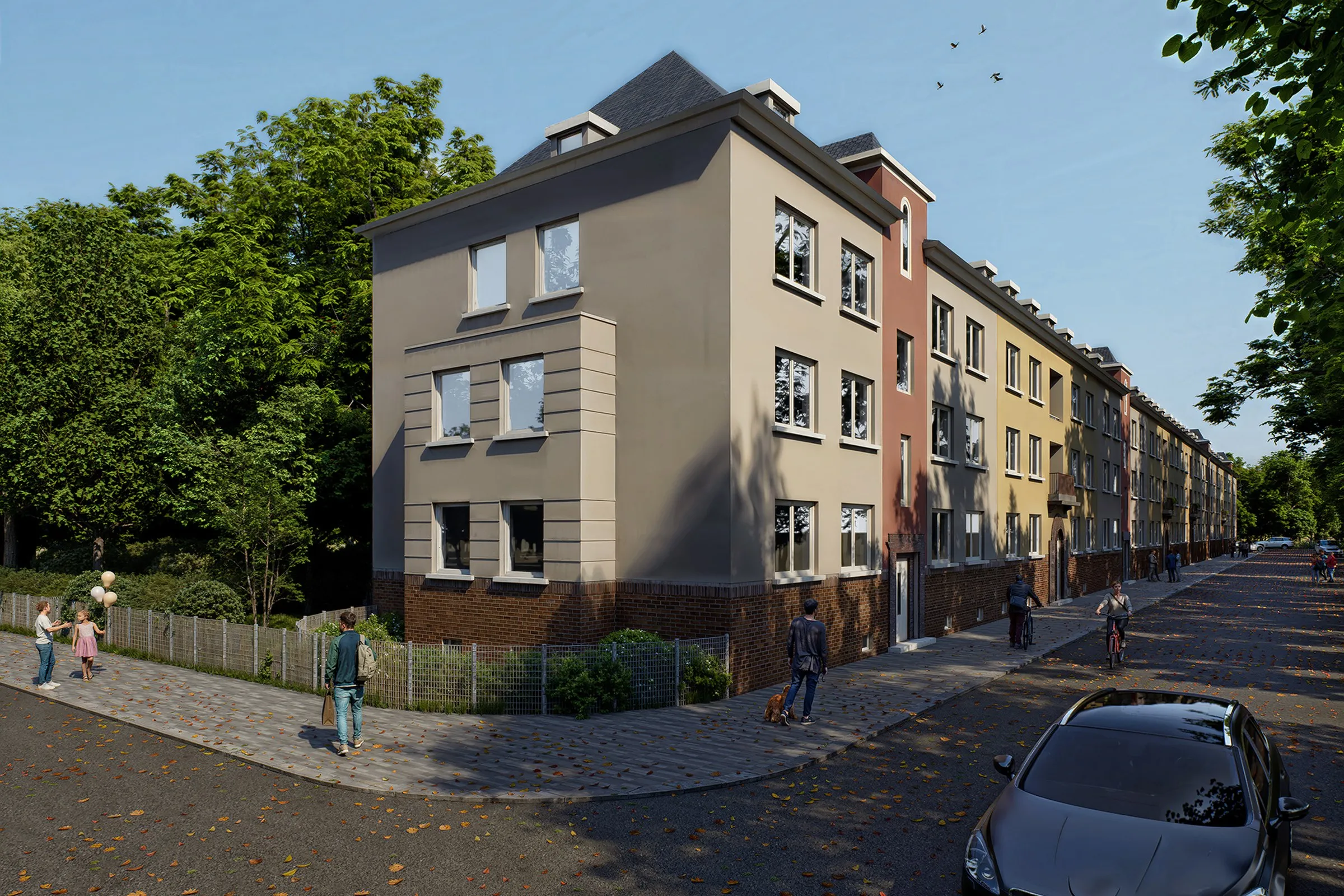 View2 European Row Apartments — multi-family 3D rendering by Praxis Studio