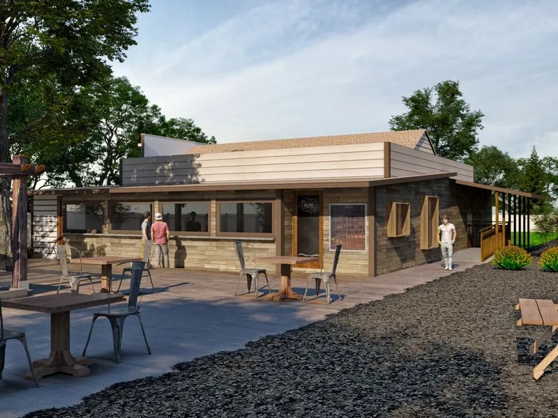 Alpine Inn Renovation — mixed-use 3D rendering