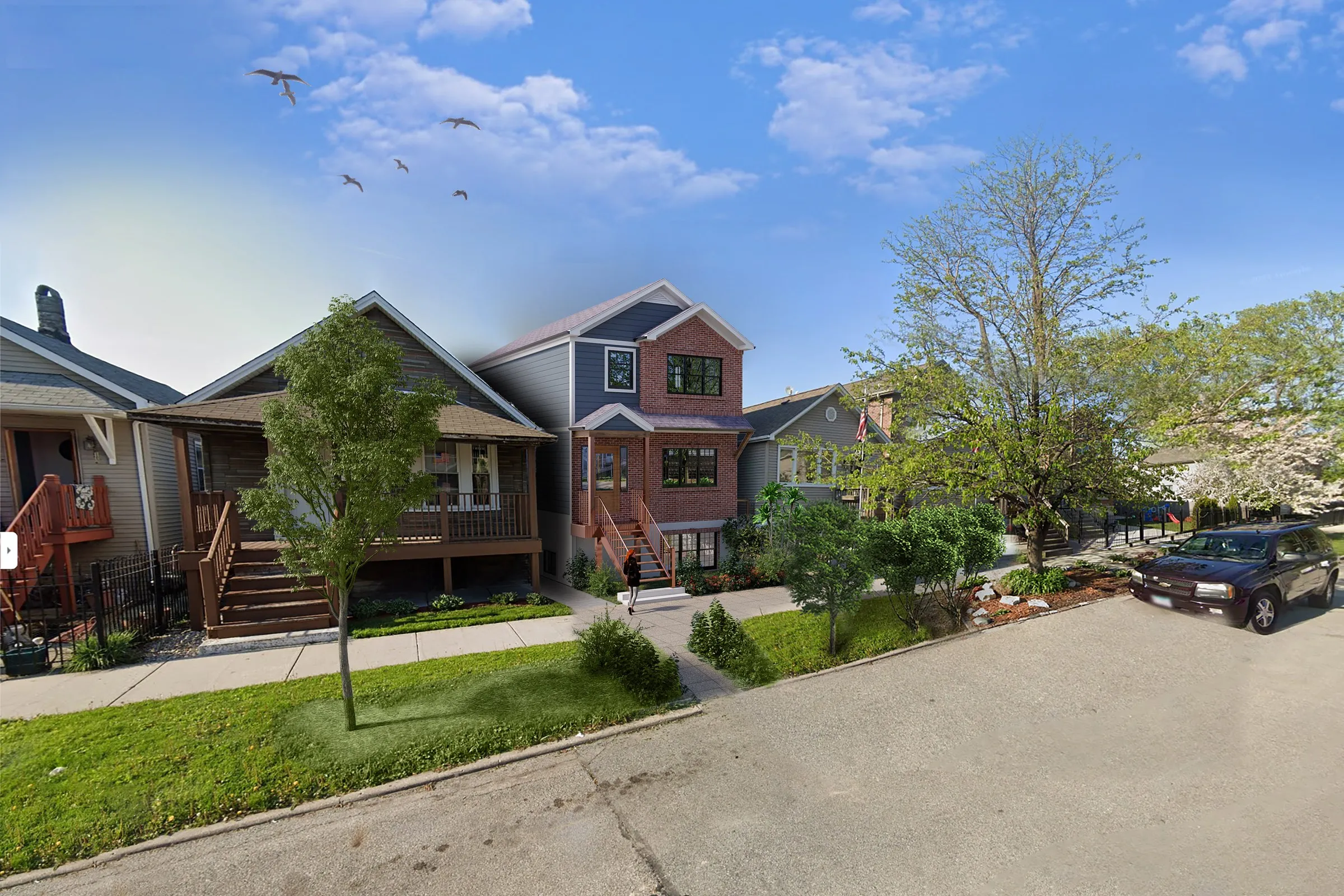 Suburban Residential Photomontage — mixed-use 3D rendering by Praxis Studio