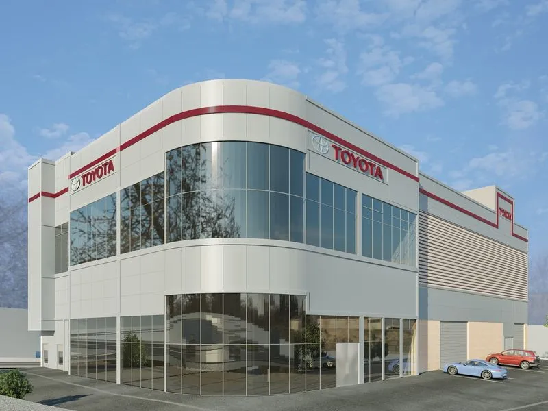 Toyota Dealership Showroom — mixed-use 3D rendering
