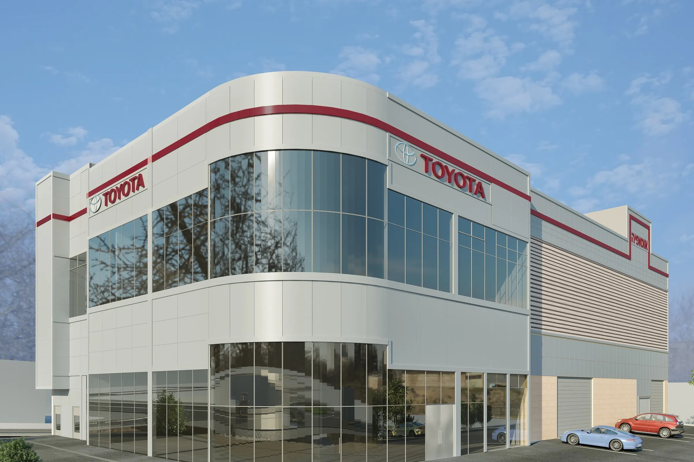 Toyota Dealership Showroom — mixed-use 3D rendering by Praxis Studio