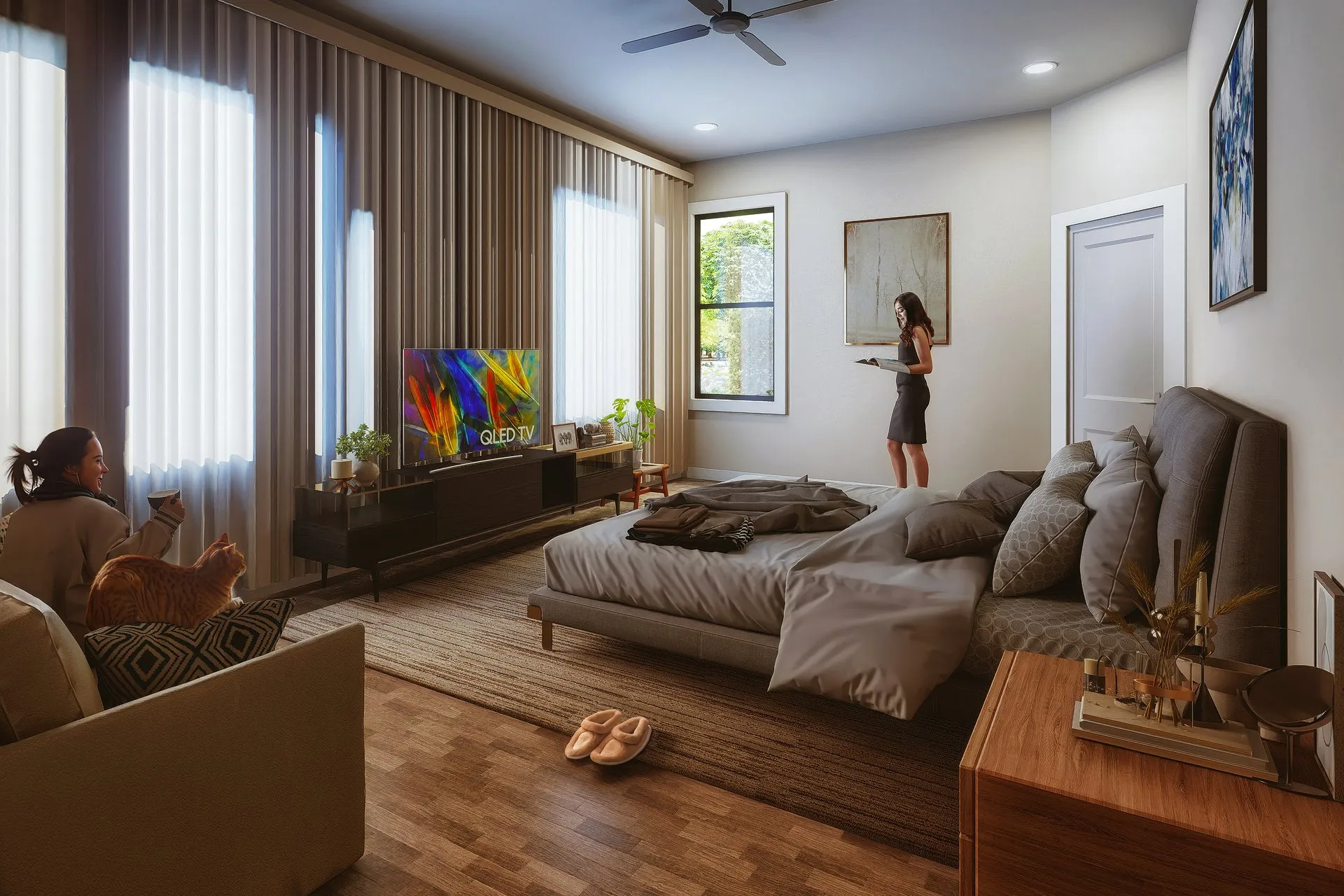 111 Master Bedroom — residential architectural visualization, view 1