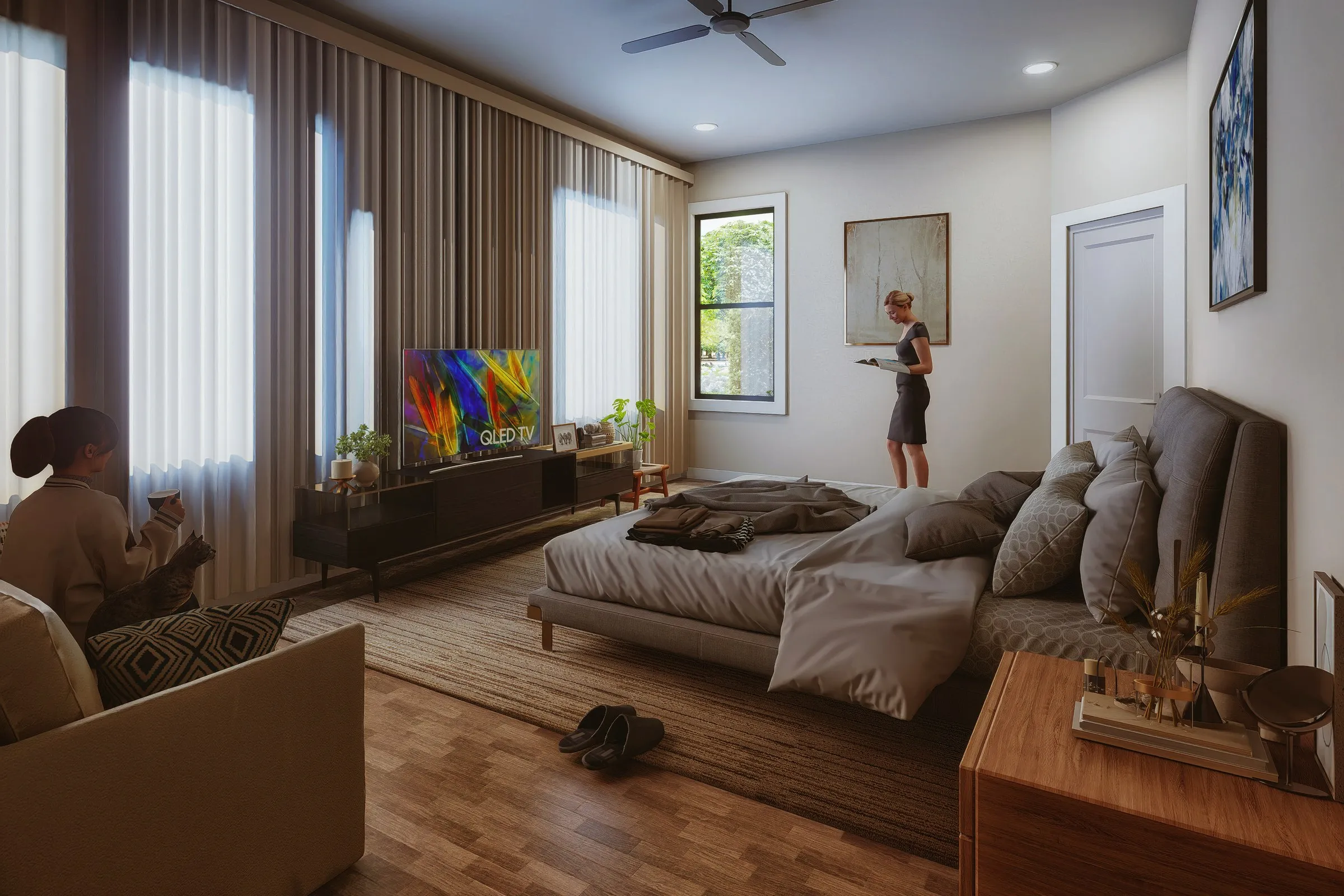 111 Master Bedroom — residential 3D rendering by Praxis Studio