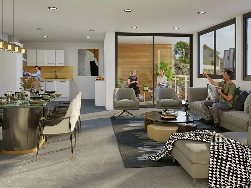 61 Open Plan Living Dining — residential 3D rendering