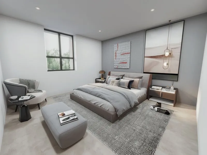 93 Contemporary Bedroom — residential 3D rendering