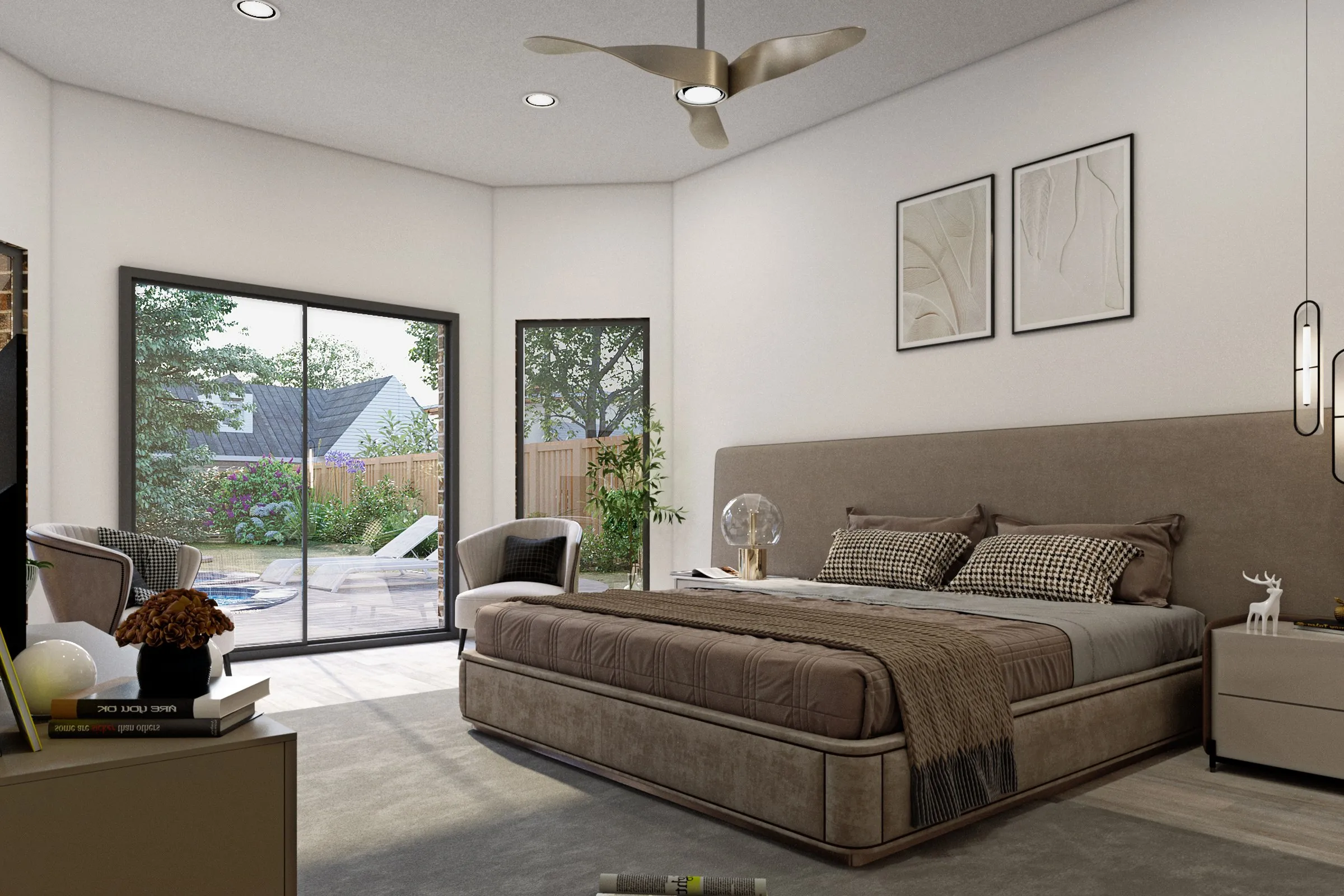 96 Master Bedroom Alternate — residential 3D rendering by Praxis Studio