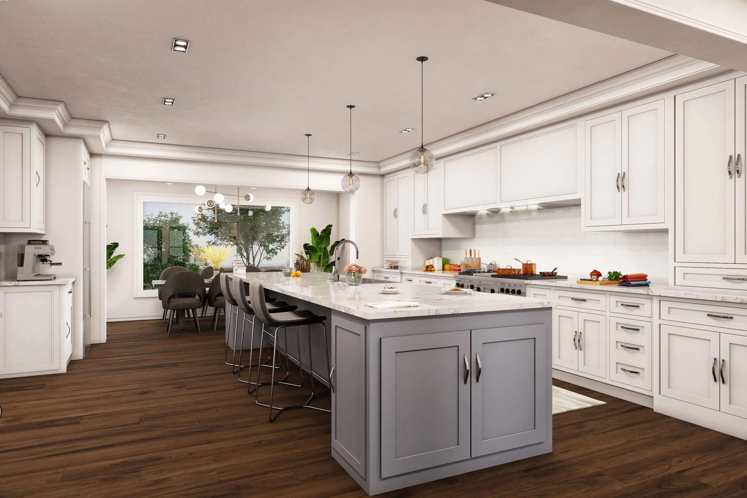 Eric Traditional Kitchen Alternate — residential 3D rendering by Praxis Studio