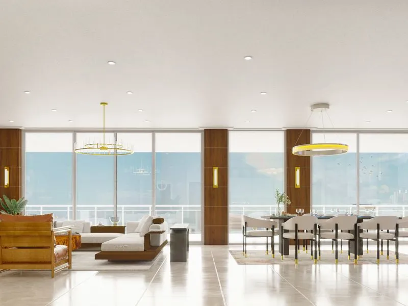 Luxury Penthouse Family Room — residential 3D rendering