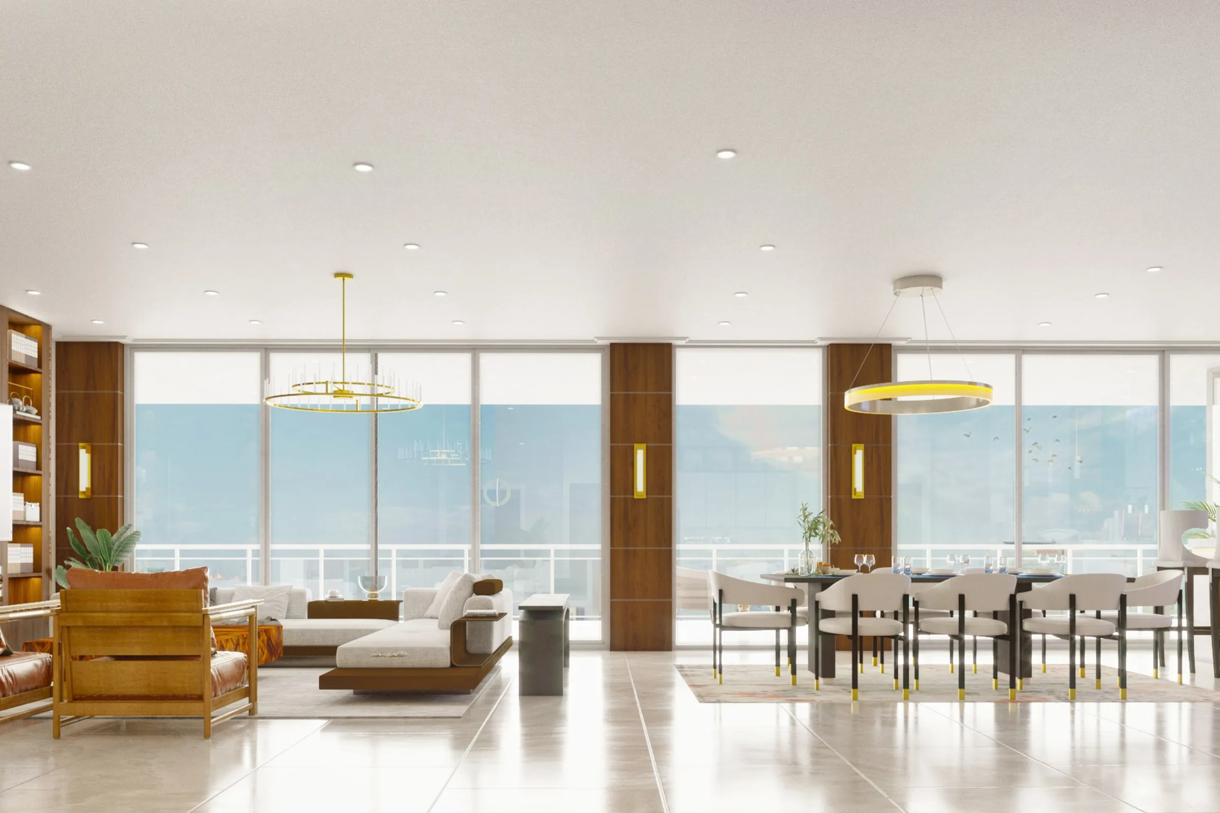 Luxury Penthouse Family Room — residential 3D rendering by Praxis Studio