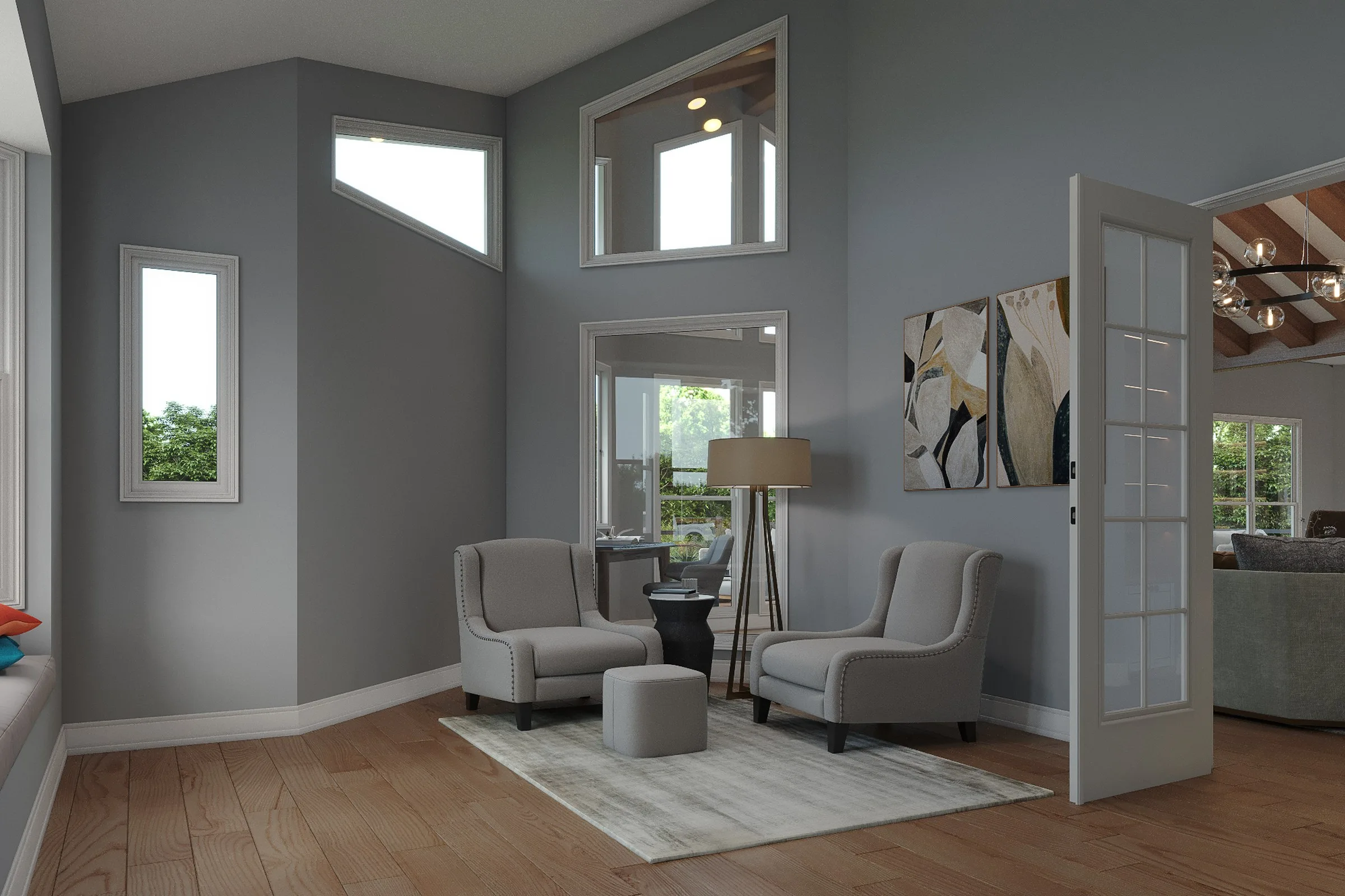 March Residential Living Room — residential architectural visualization, view 1