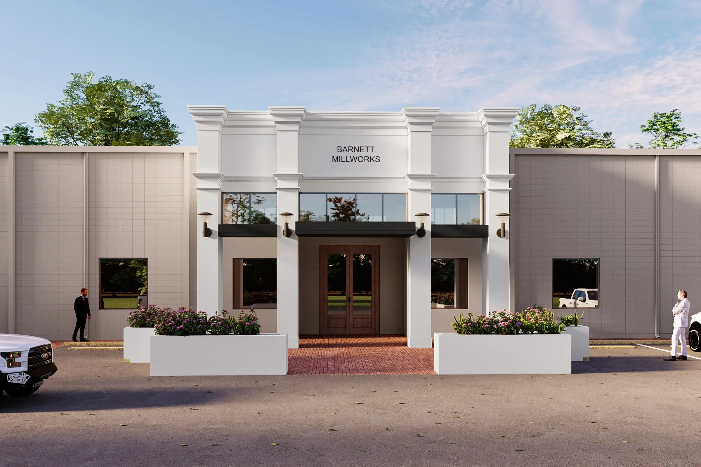 Barnett Millworks Showroom — retail 3D rendering by Praxis Studio