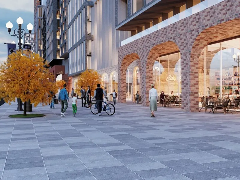 Brick Arcade Urban Mixed Use — retail 3D rendering