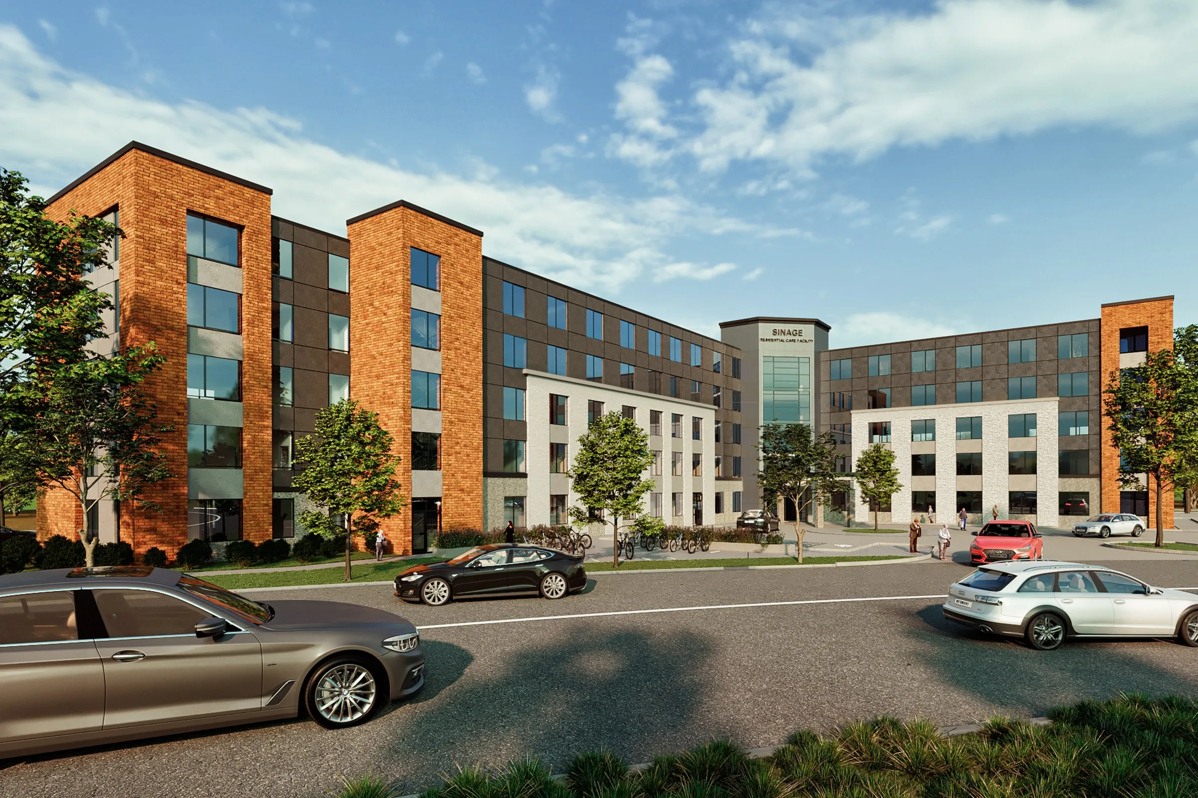 Brick Mixed Use Apartments — retail 3D rendering by Praxis Studio
