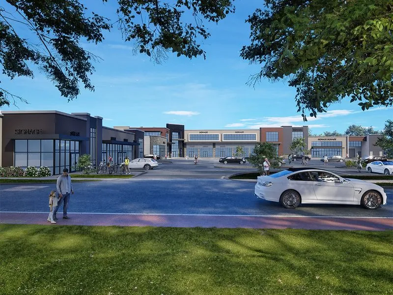 Contemporary Retail Plaza — retail 3D rendering