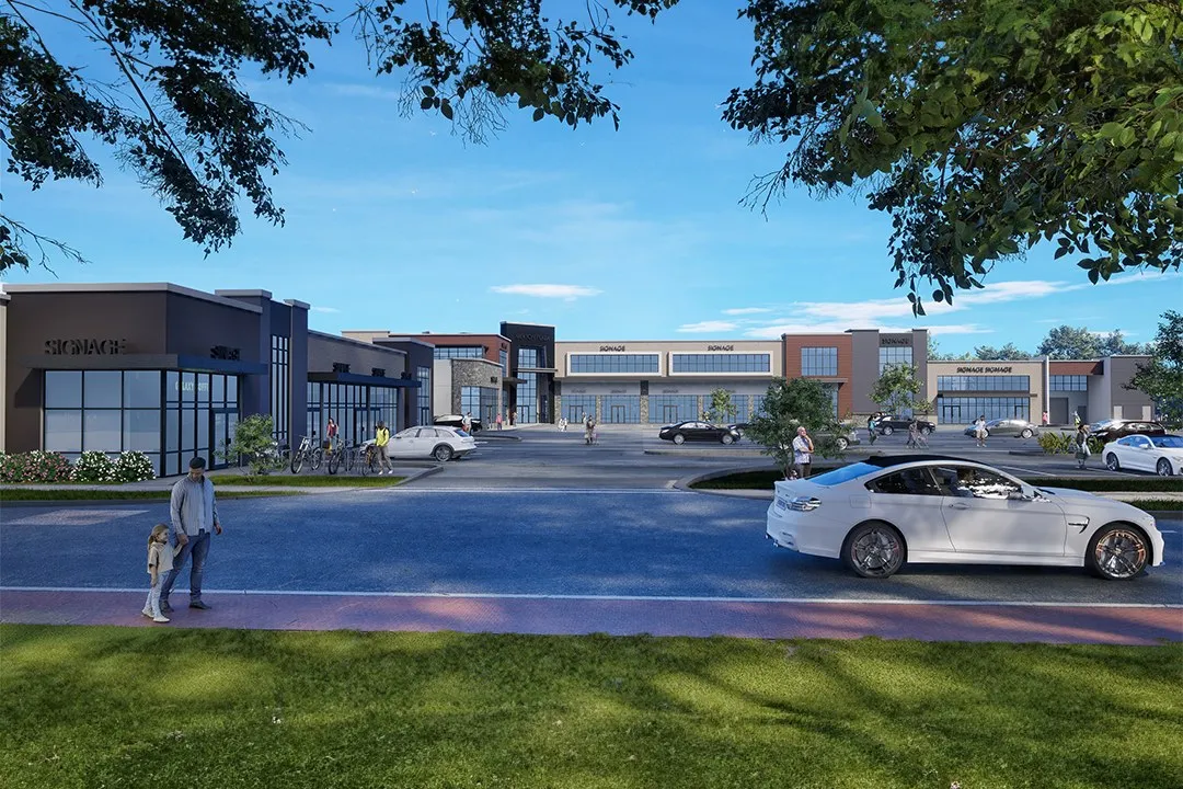Contemporary Retail Plaza — retail 3D rendering by Praxis Studio