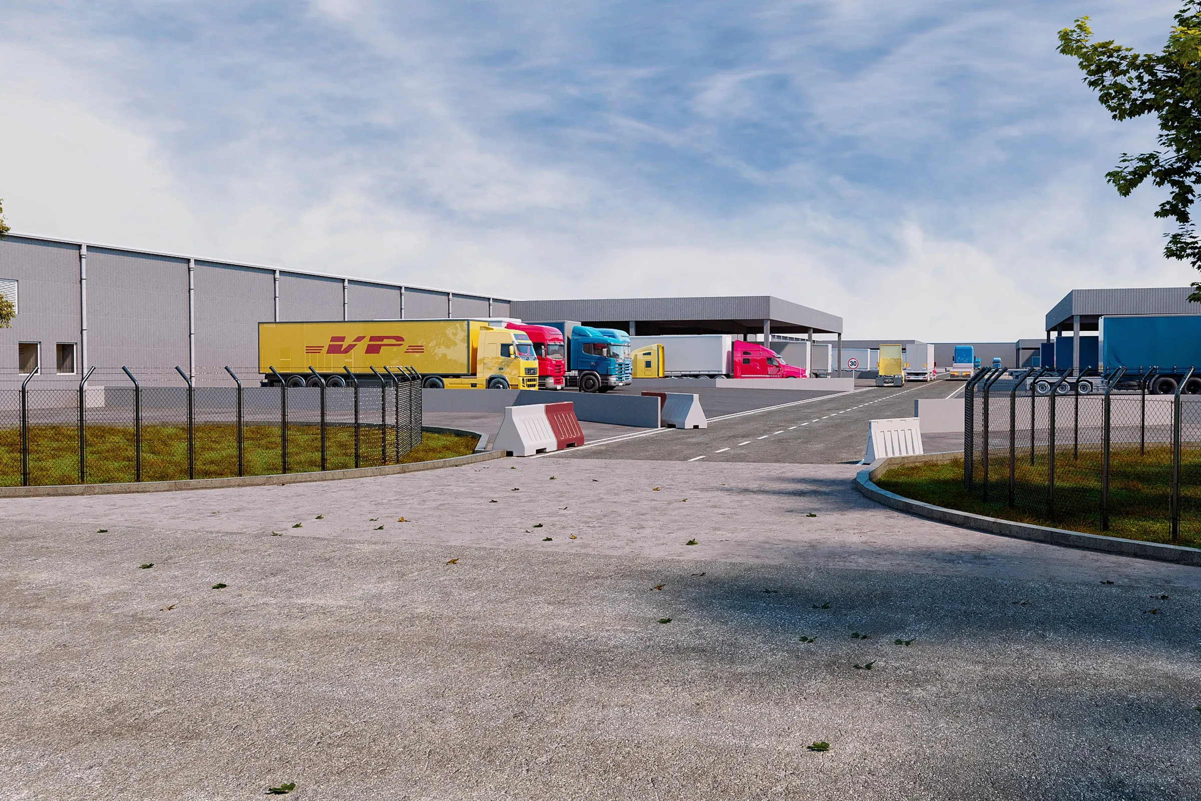 Industrial Logistics Facility — retail 3D rendering by Praxis Studio