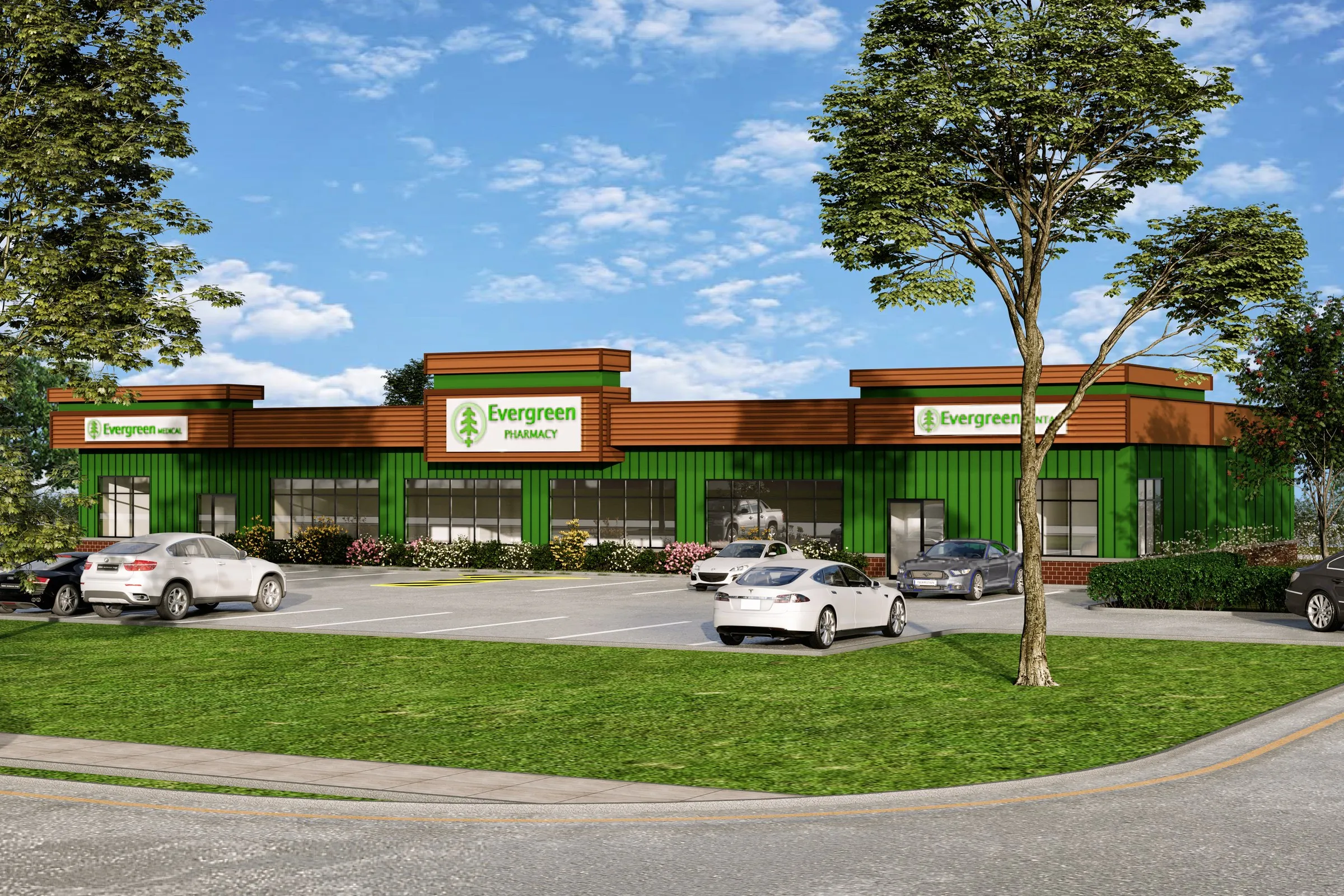 Kakabeka Falls Evergreen Pharmacy — retail 3D rendering by Praxis Studio