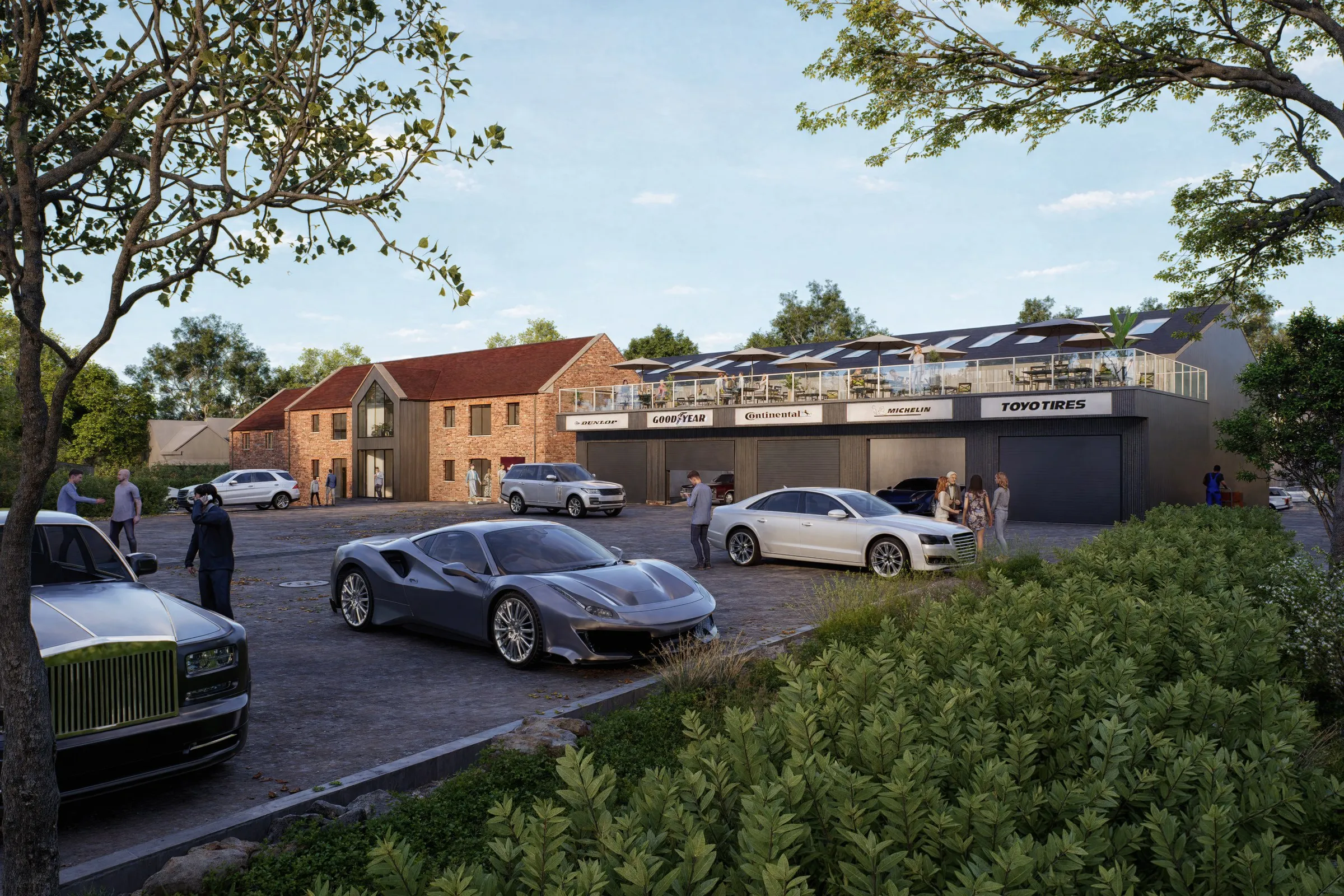 Luxury Auto Retail Center — retail 3D rendering by Praxis Studio